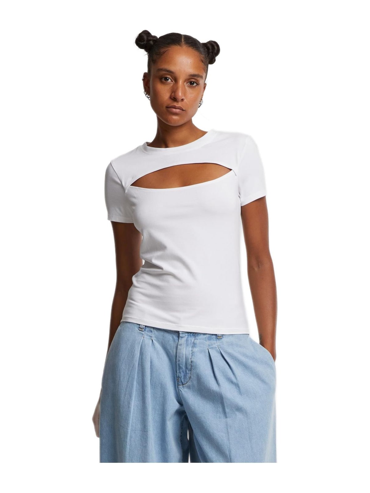 Γυναικείο T-Shirt Short Cut Out TB7454 Urban Classics White