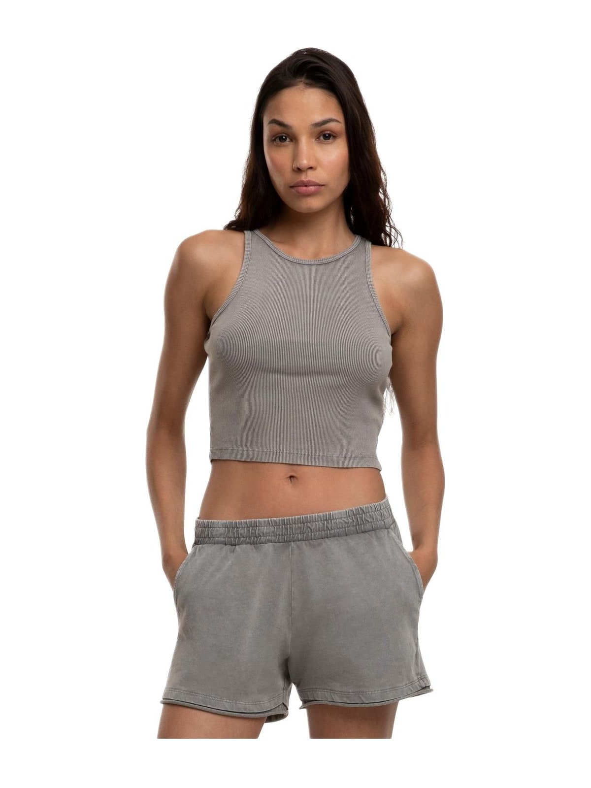 Γυναικείο Cropped Top Washed Rib Jersey TB7482-17822 Urban Classics steelgrey