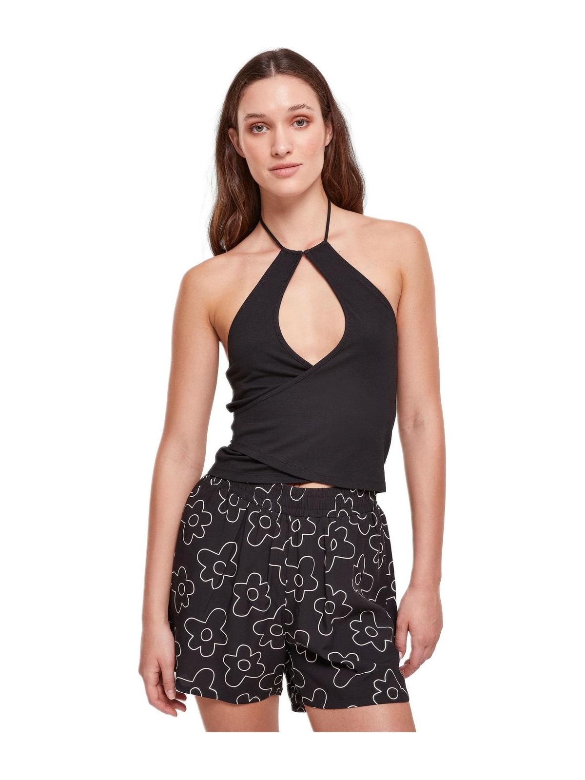 Γυναικείο Τοπ Short Wrapped Neckholder TB5974 Urban Classics Black