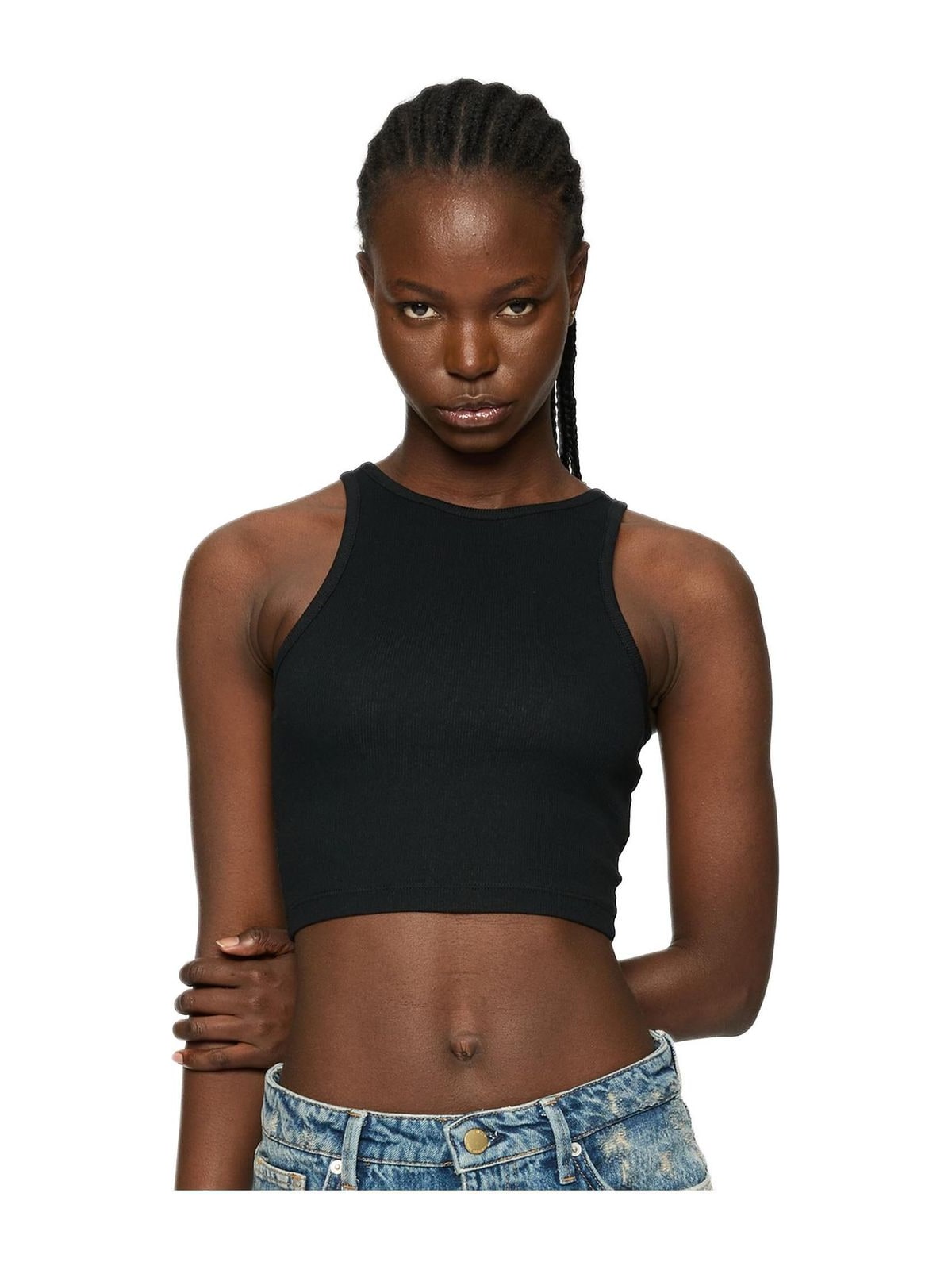 Ladies Organic Cropped Rib Top 2-Pack Urban Classics TB6185A-00825 black/black
