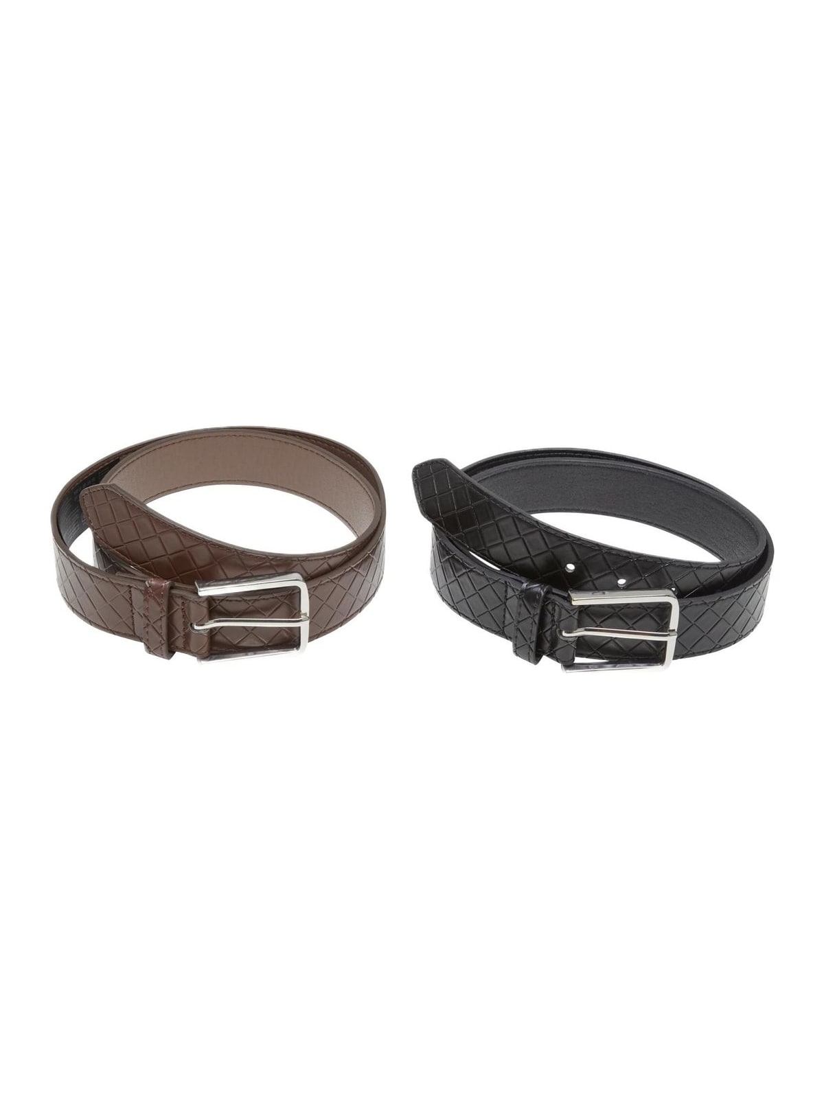 Σετ 2 Ζώνες Woven Embossed Synthetic Leather TB7217A-17831 Urban Classics black/silver+brown/silver