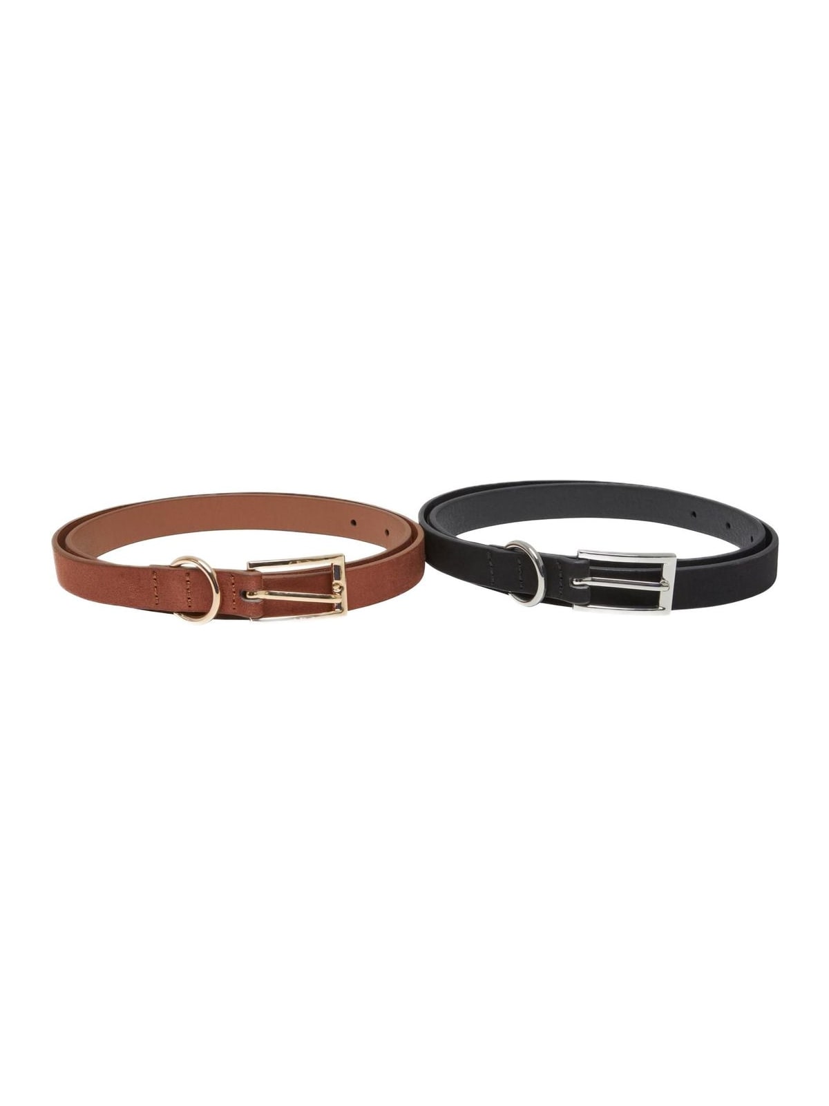 Σετ Ζώνες 2 Τεμαχίων Slim Synthetic Velour Leather TB7214 Urban Classics black/silver+brown/gold