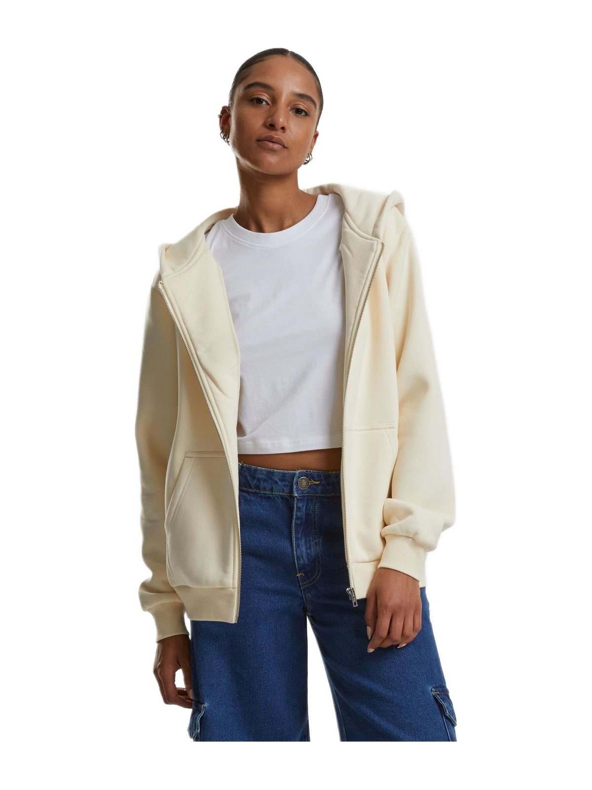 Γυναικεία Ζακέτα με Κουκούλα Fluffy TB7286 Urban Classics Whitesand