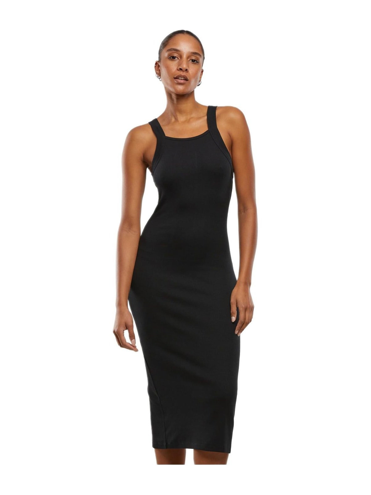 Ladies Midi Rib Jersey Dress Urban Classics TB7526-00007 black
