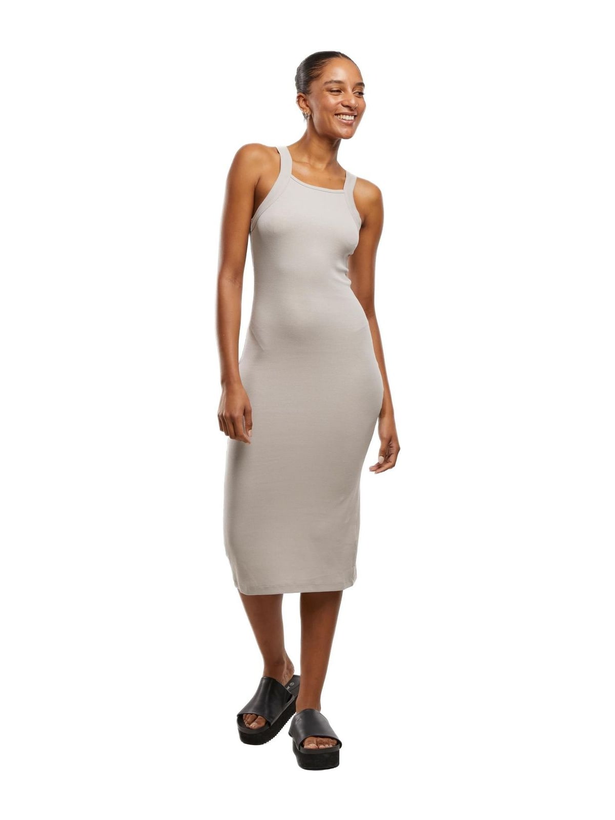 Ladies Midi Rib Jersey Dress Urban Classics TB7526-01325 cloud