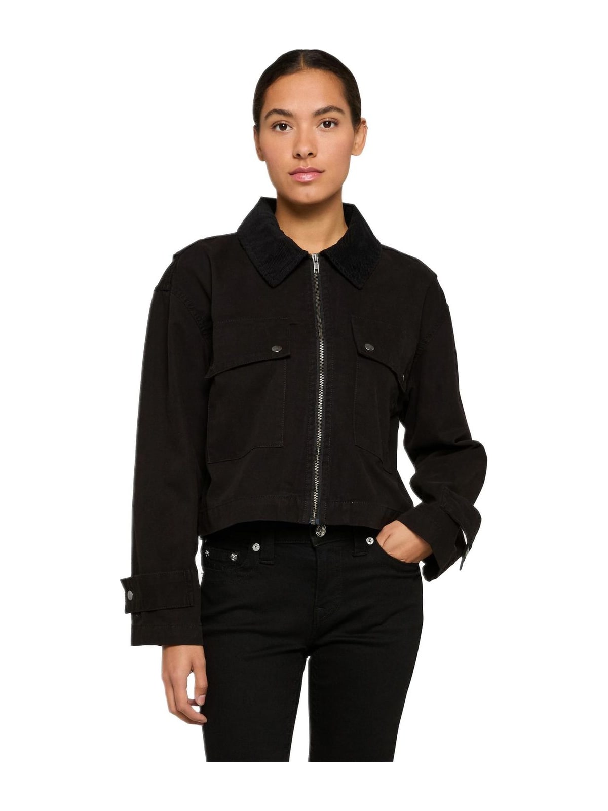 Γυναικείο Cropped Βαμβακερό Μπουφάν TB7726 Urban Classics Black