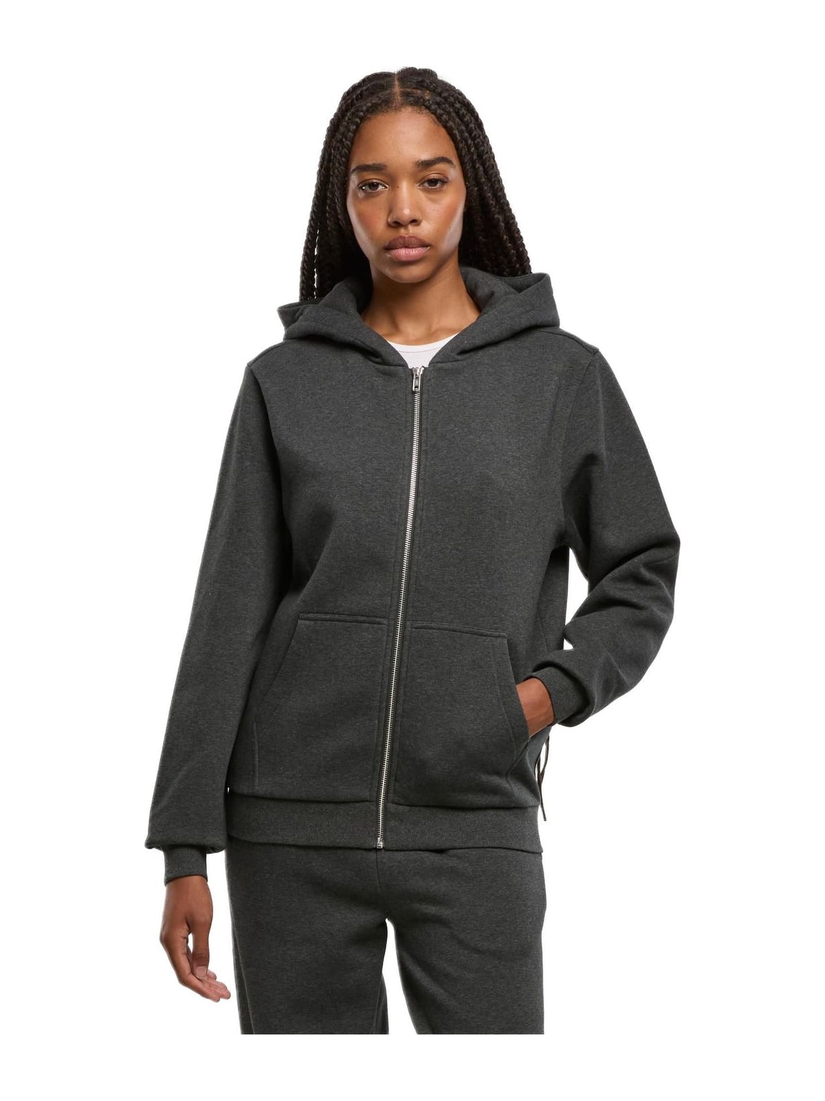 Γυναικεία Ζακέτα με Κουκούλα Fluffy TB7286-00091 Urban Classics Charcoal