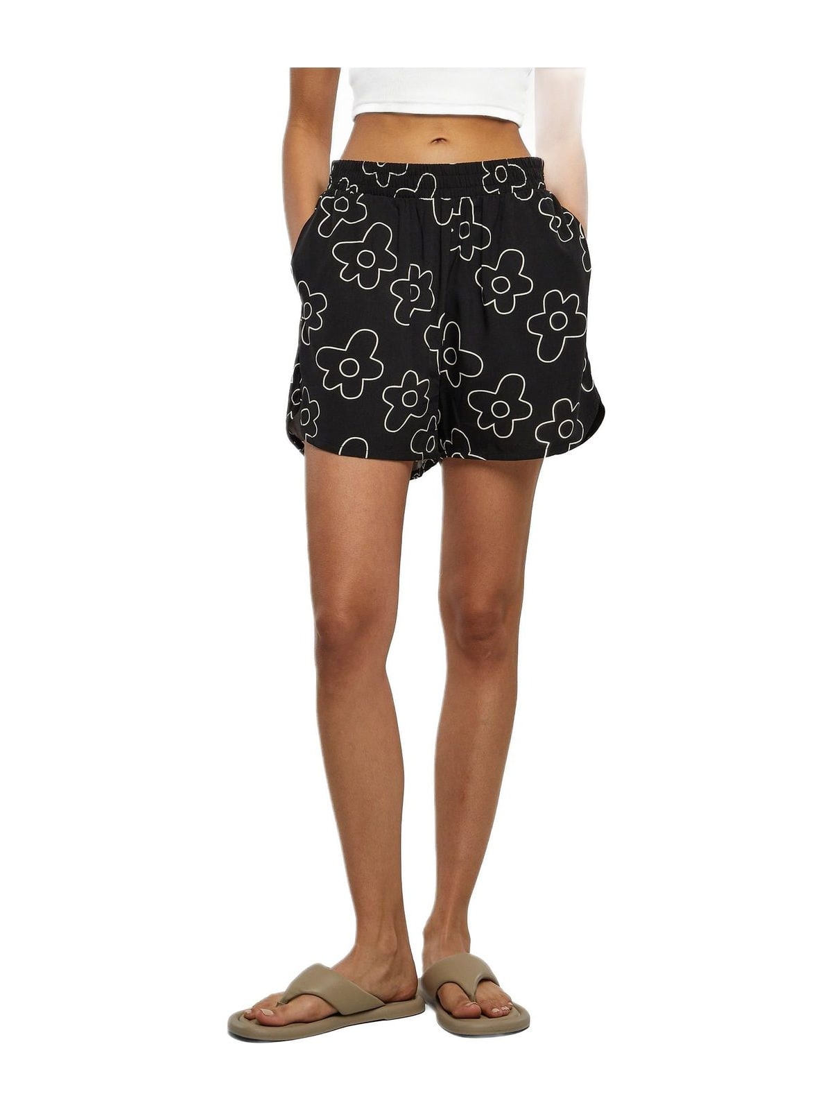 Ladies AOP Viscose Resort Shorts Urban Classics TB3435-01709 blackflower