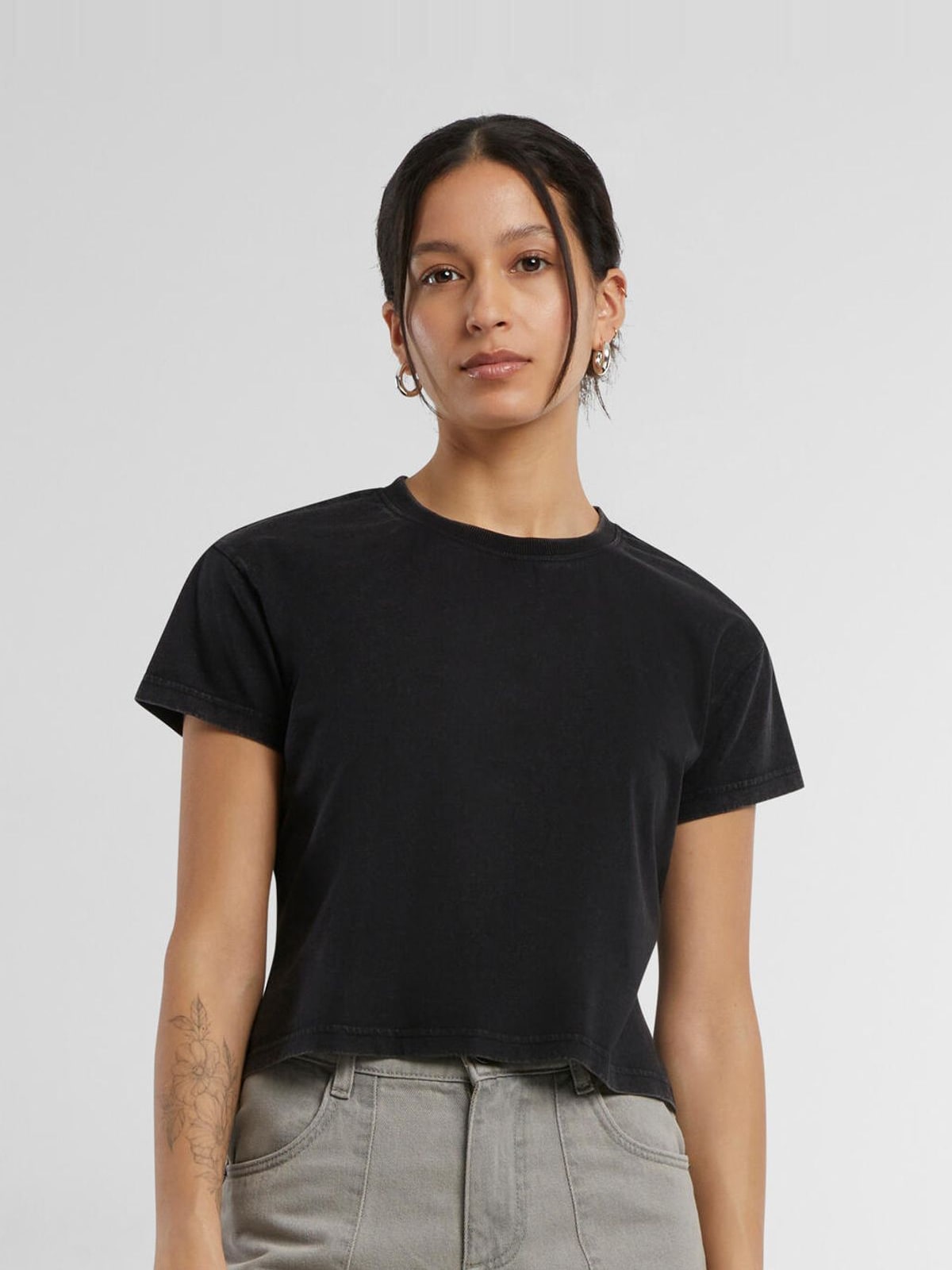 Γυναικείο T-shirt Vintage Cropped BY305 Build Your Brand Black