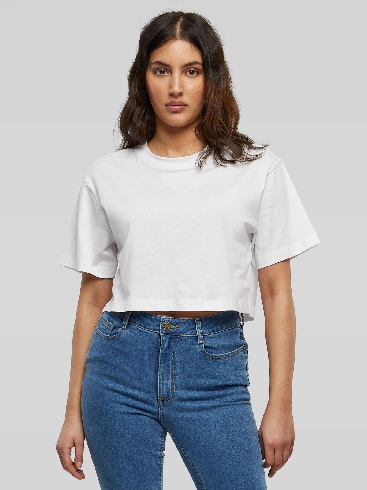 Γυναικείο T-Shirt Oversized Cropped BY264 Build Your Brand White