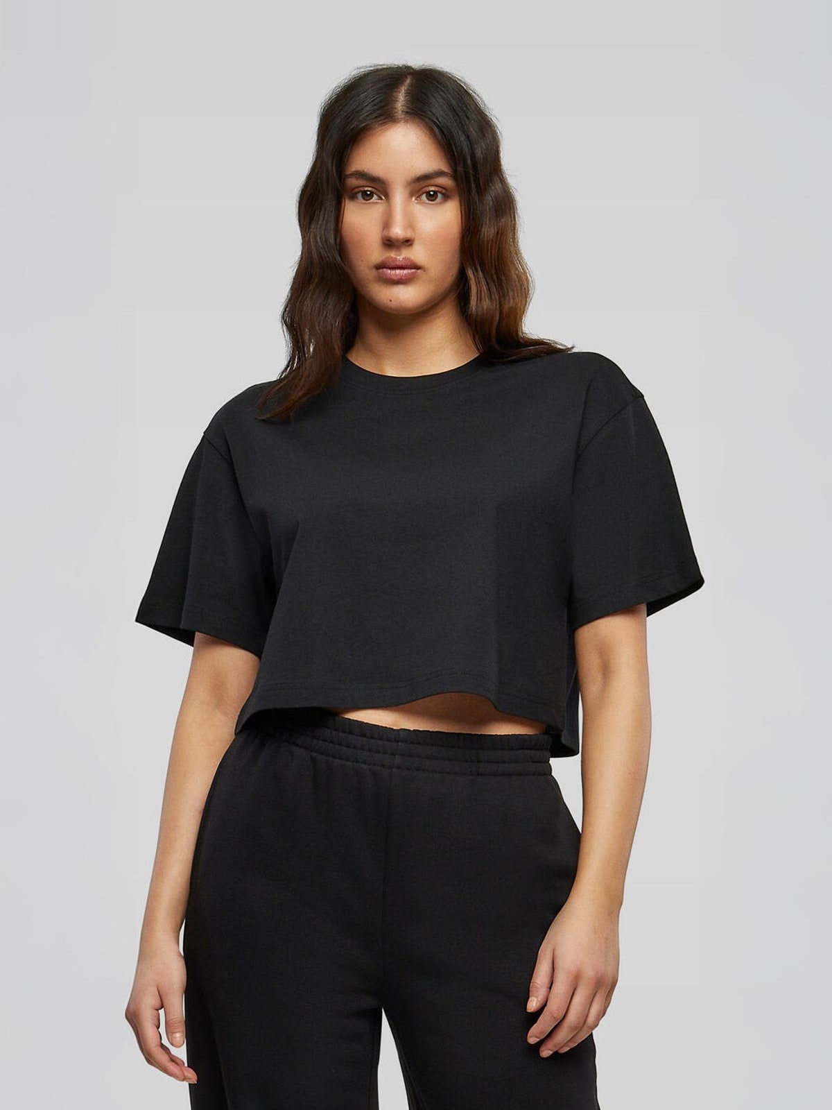 Γυναικείο T-Shirt Oversized Cropped BY264 Build Your Brand Black