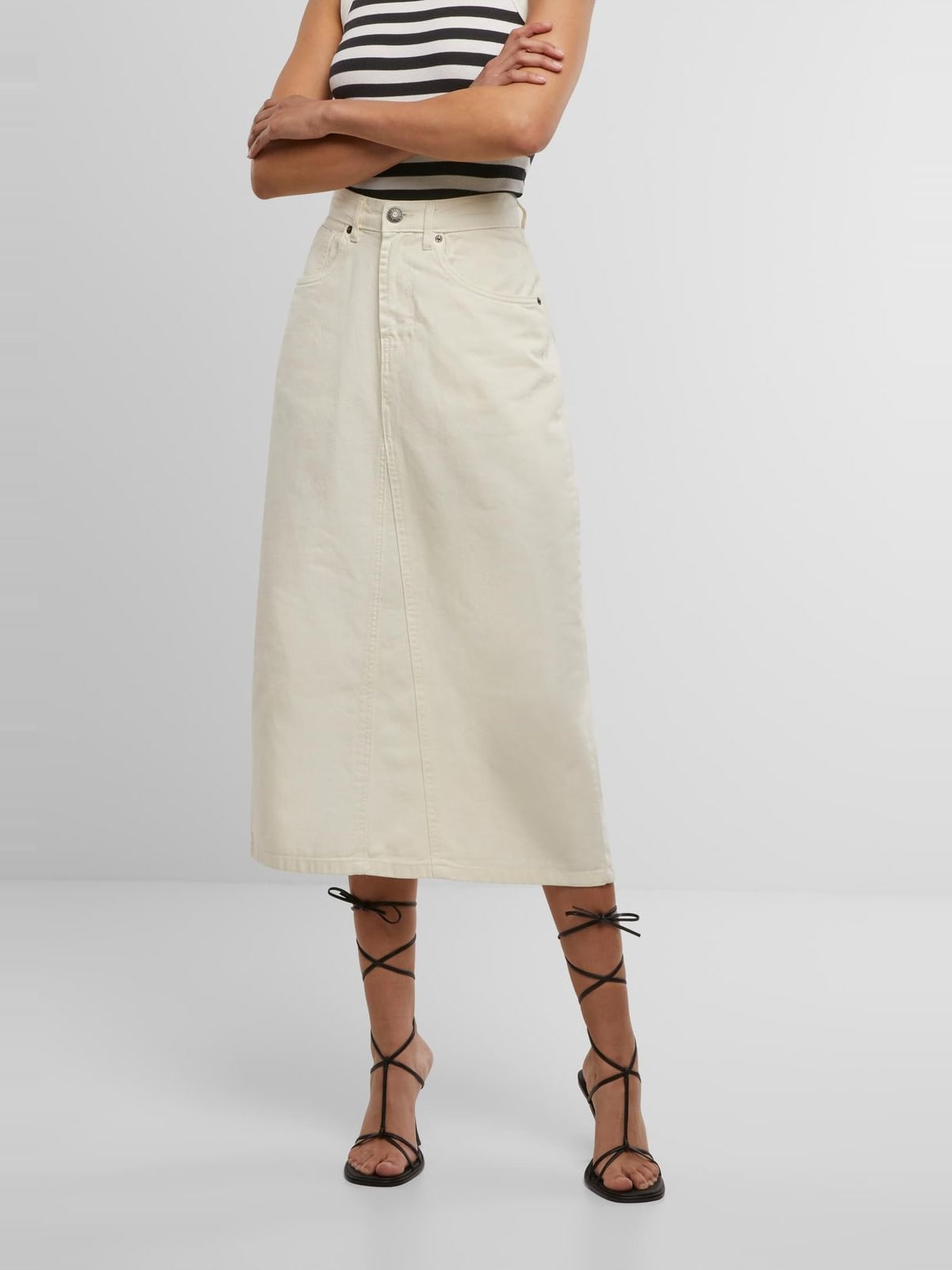 Φούστα midi Ladies Soft Denim με 5 τσέπες TB7443-02903 Urban Classics whitesand