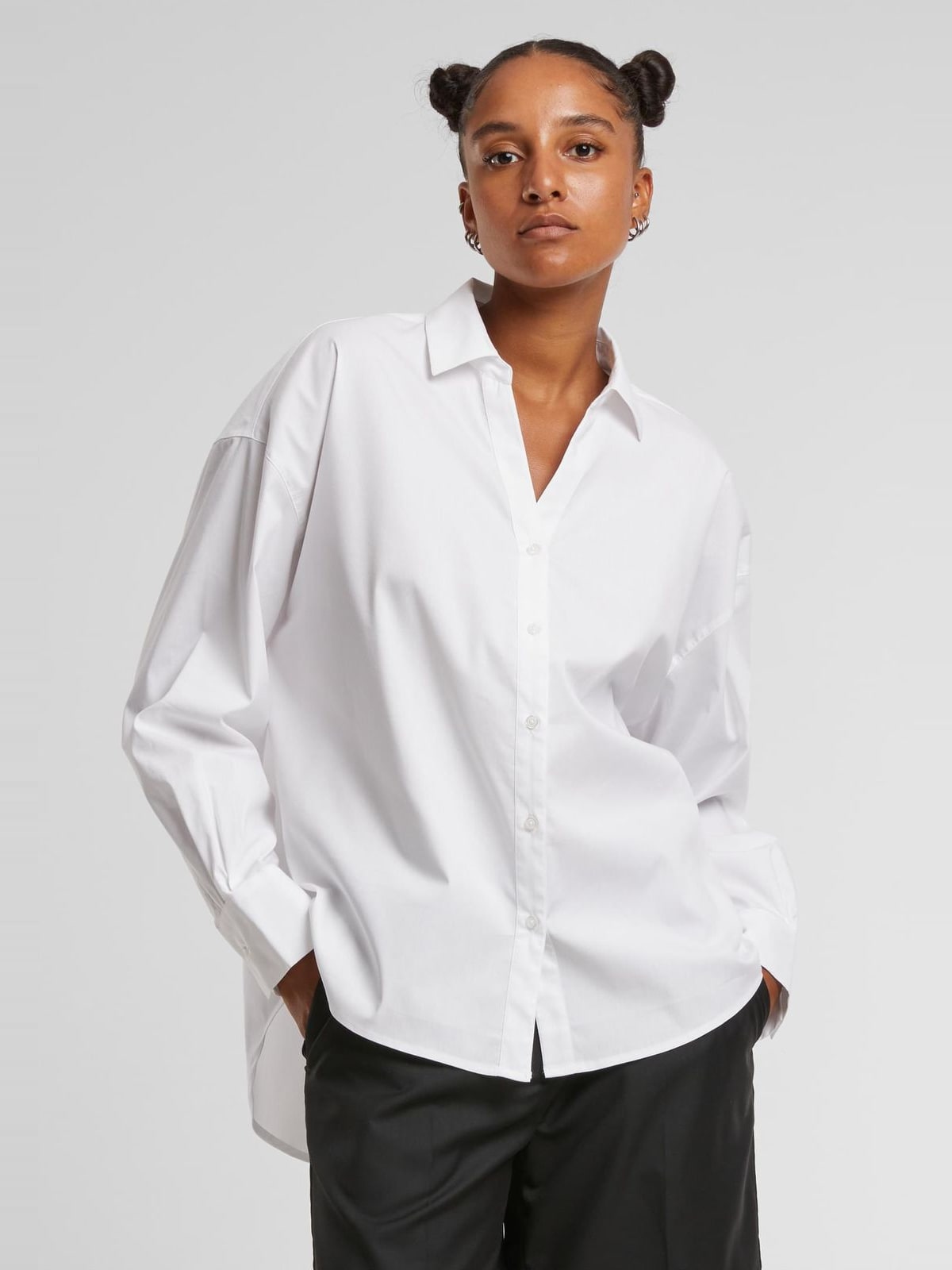 Oversized βαμβακερή μπλούζα με κανονικό γιακά TB7177-00220 Urban Classics white