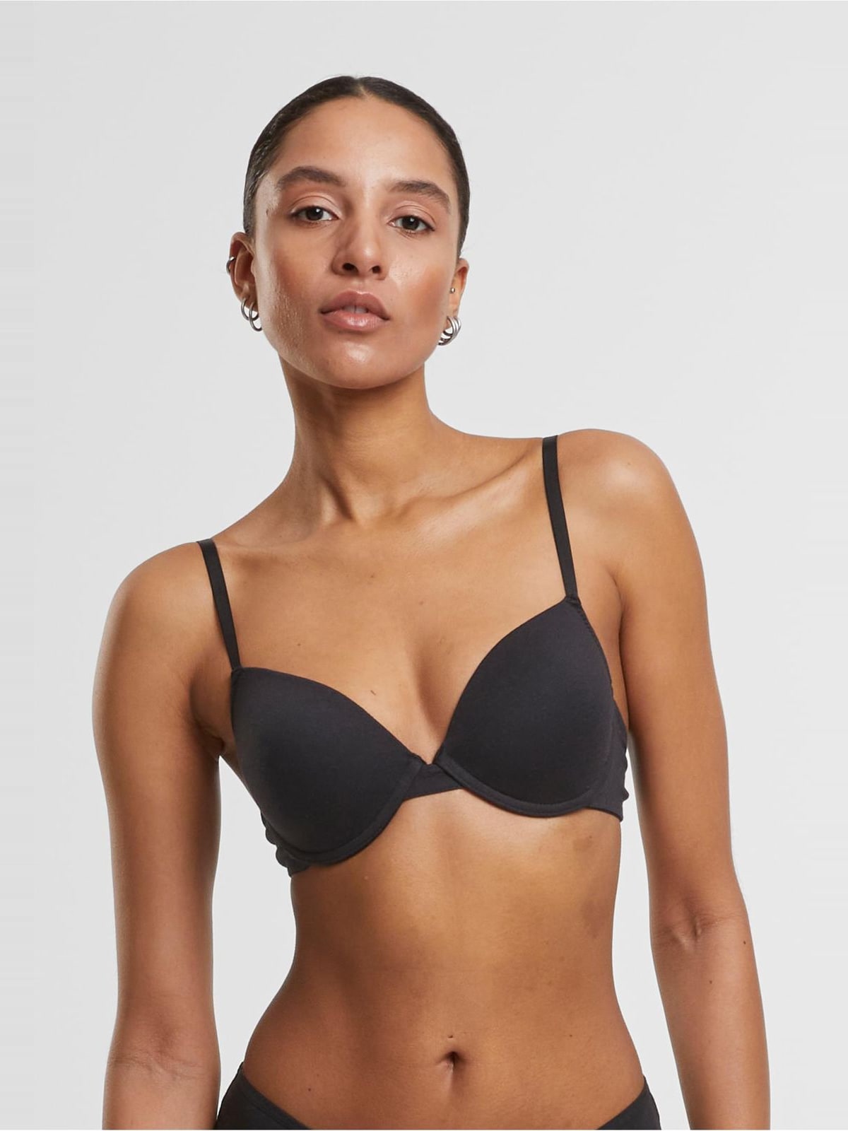 Γυναικείο σουτιέν Basic Cotton Bra 2-Pack με ελαστικές τιράντες TB7652A-03103 Urban Classics black+heathergrey