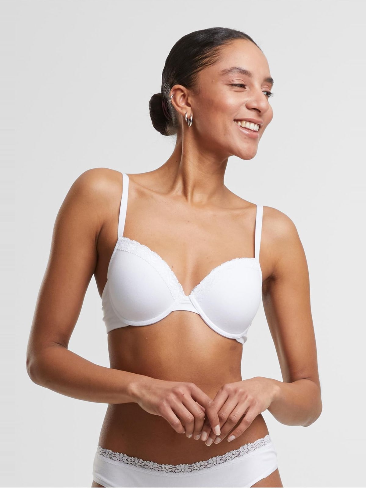 Γυναικείο σουτιέν Basic Cotton Bra Lace 2-Pack με δαντέλα TB7653A-03168 Urban Classics white+white
