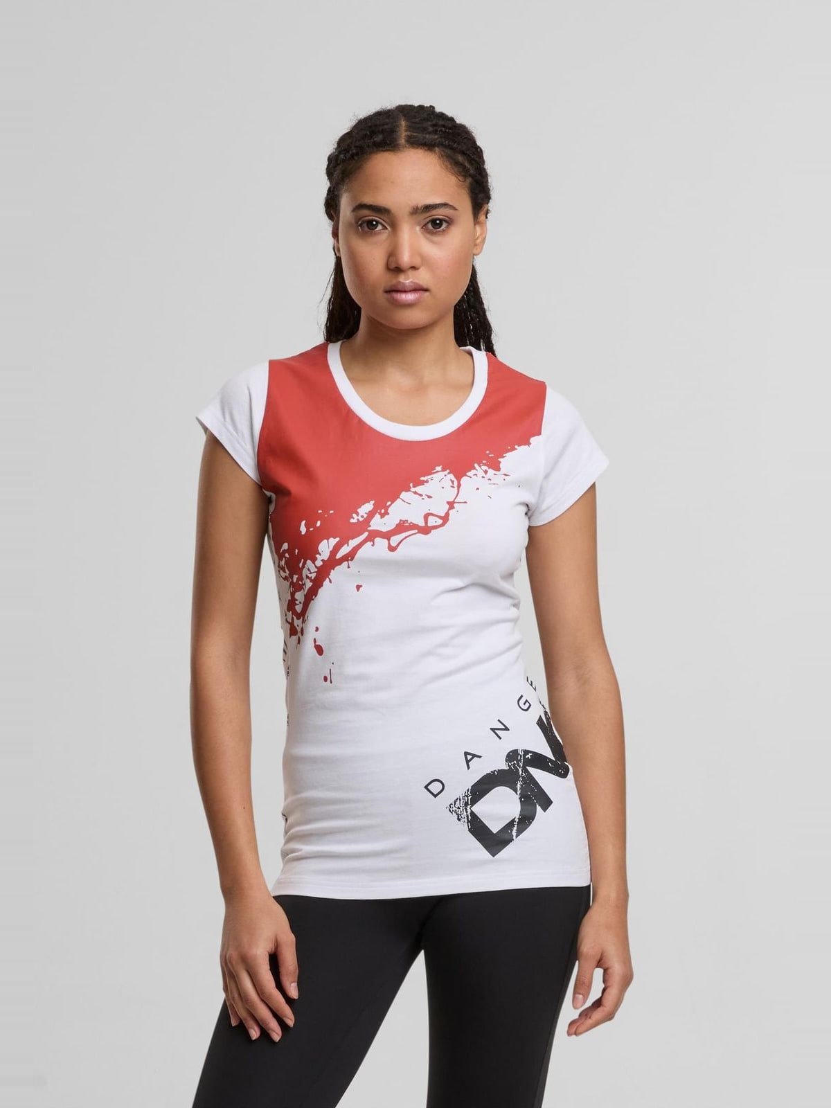 Γυναικεία μπλούζα Anger T-Shirt με στρογγυλή λαιμόκοψη DLTS122-21208 Dangerous DNGRS white/red clay
