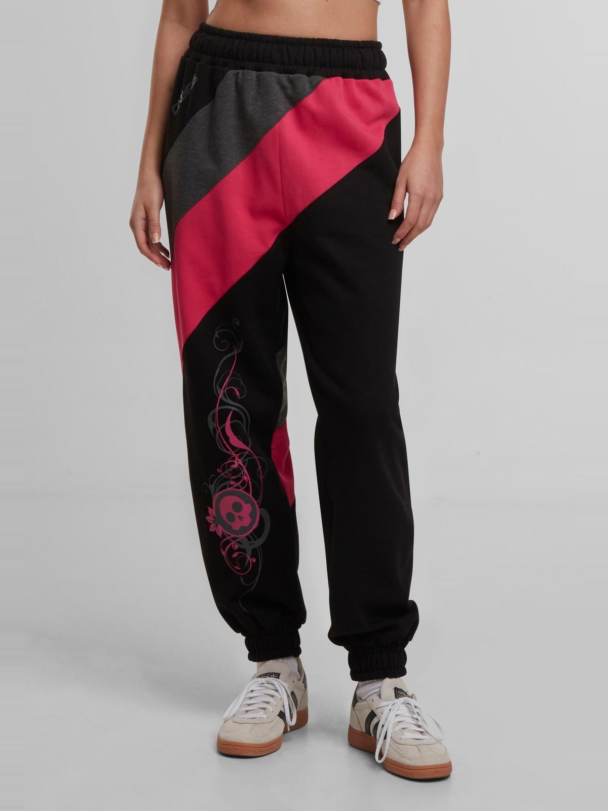 Loose-fit Skull Sweatpants με ελαστική μέση DLSP054-03973 Dangerous DNGRS black/pink
