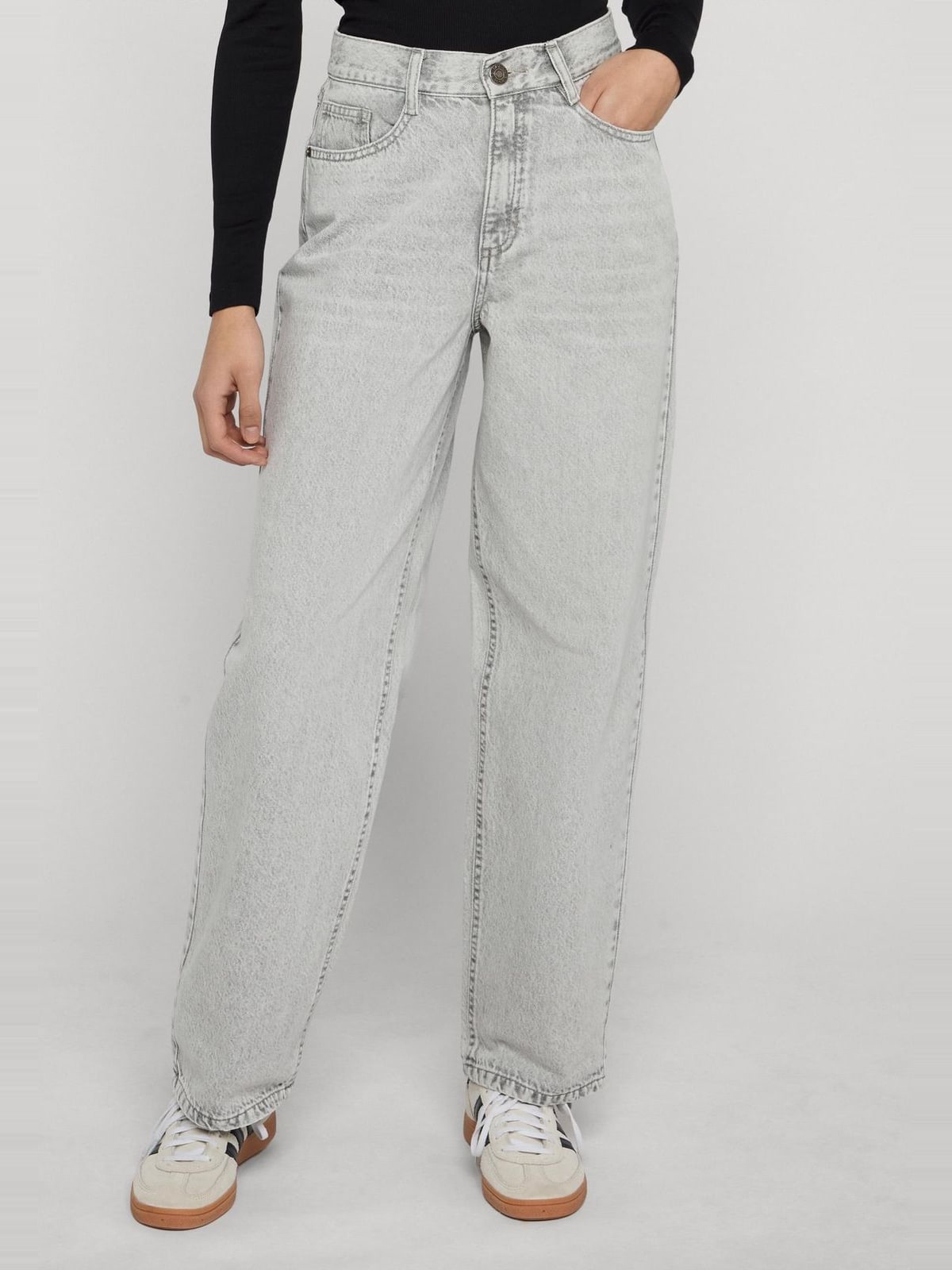 Γυναικείο παντελόνι τζιν High Waist 90's Wide Leg φαρδιά γραμμή TB4524-21543 Urban Classics light silver grey washed