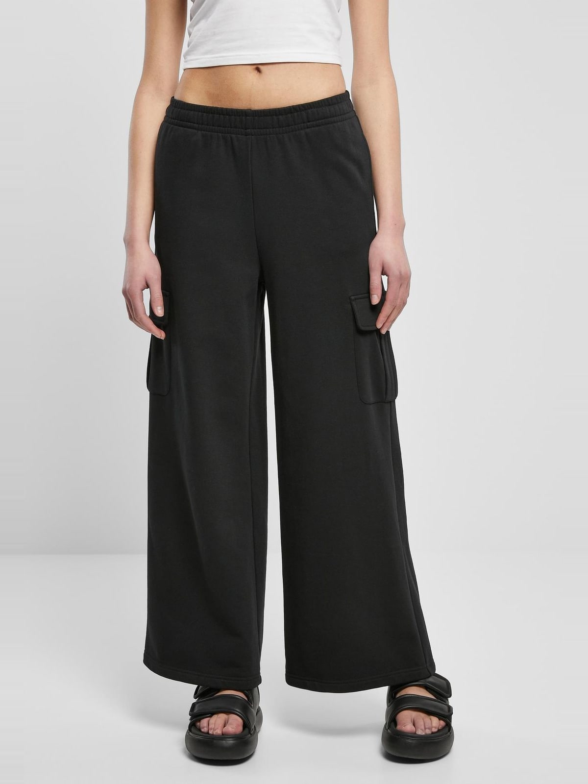 Γυναικείες παντελόνες cargo Highwaist Wide Leg με ελαστική μέση TB6043-00007 Urban Classics black