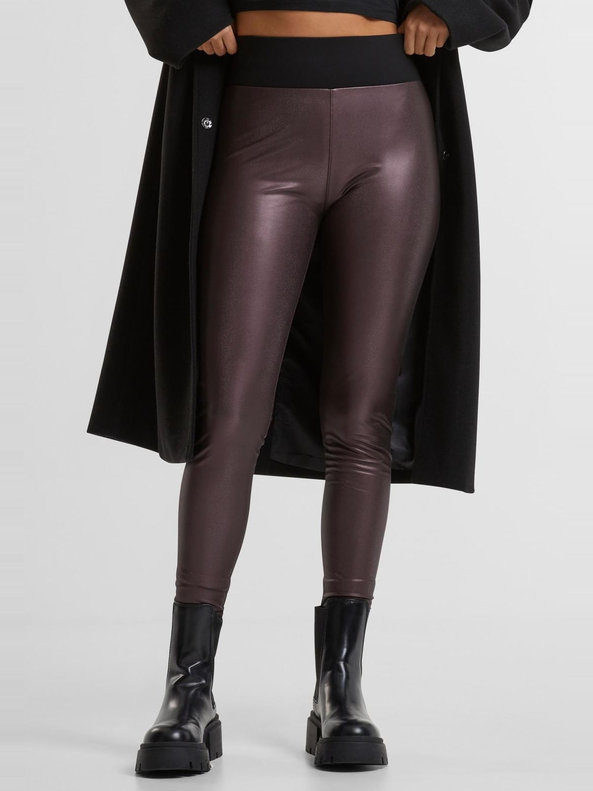 Γυναικεία κολάν Faux Leather High Waist με ψηλή μέση TB3001-02243 Urban Classics redwine