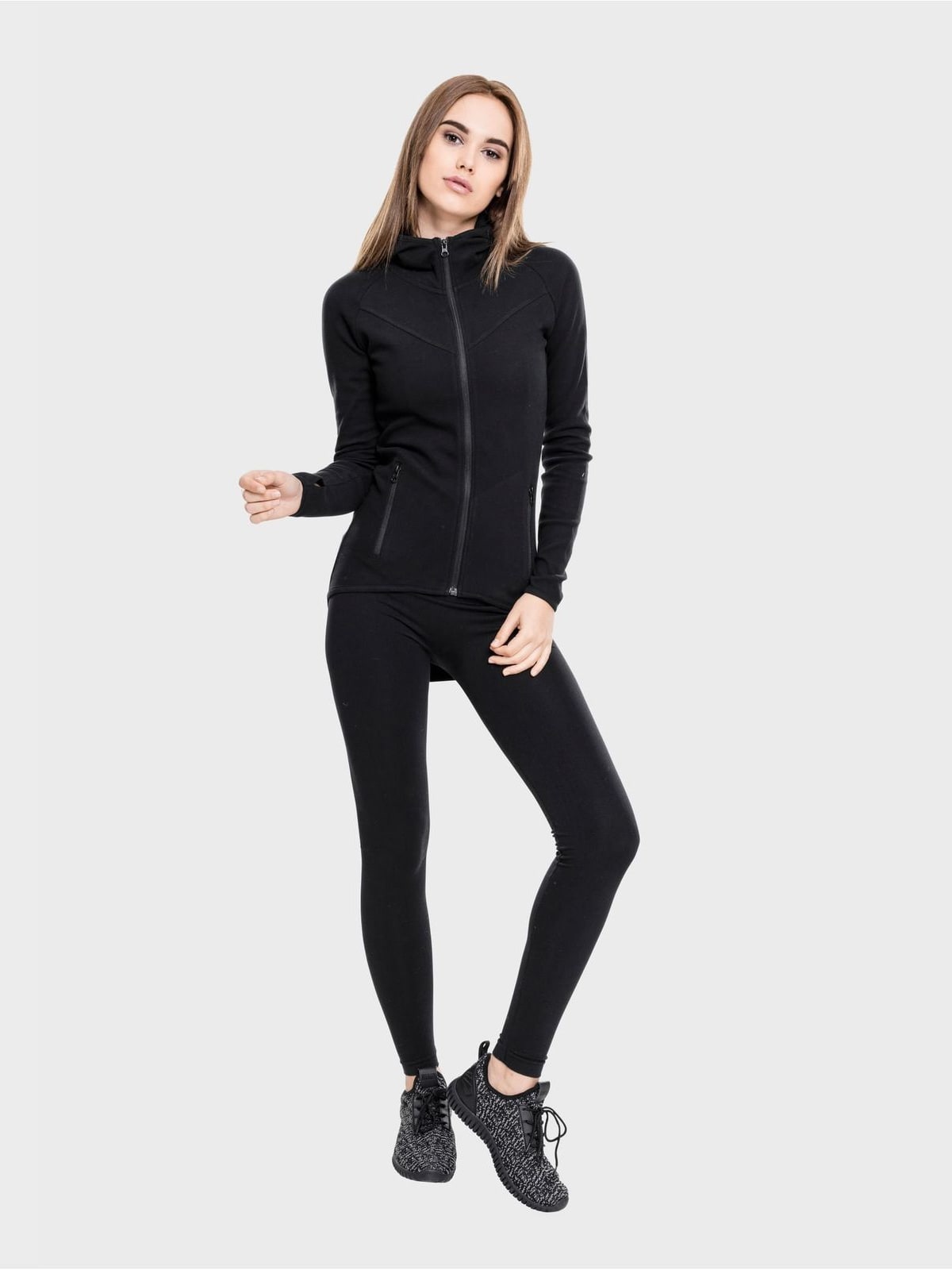 Γυναικείο φούτερ με φερμουάρ Ladies Athletic Interlock Zip Hoody άνετο ύφασμα TB1325-00007 Urban Classics black