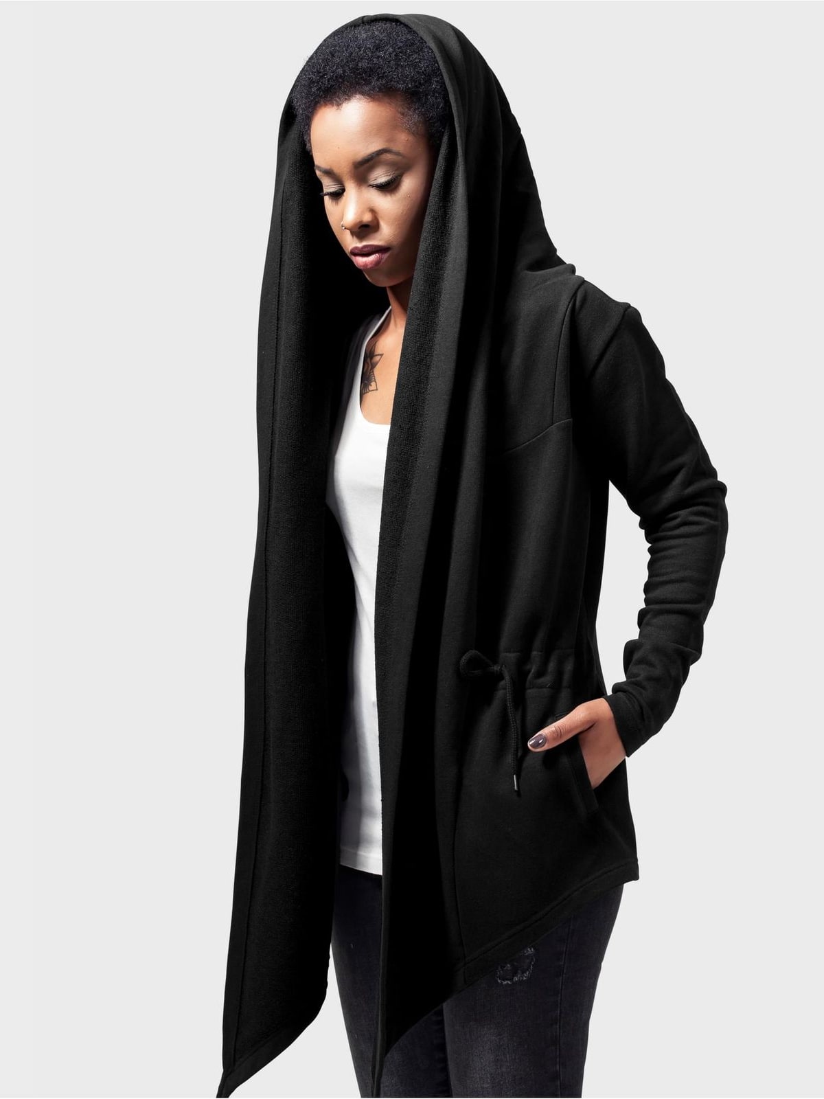 Ladies Hooded Sweat Cardigan TB1330-00007 Urban Classics black