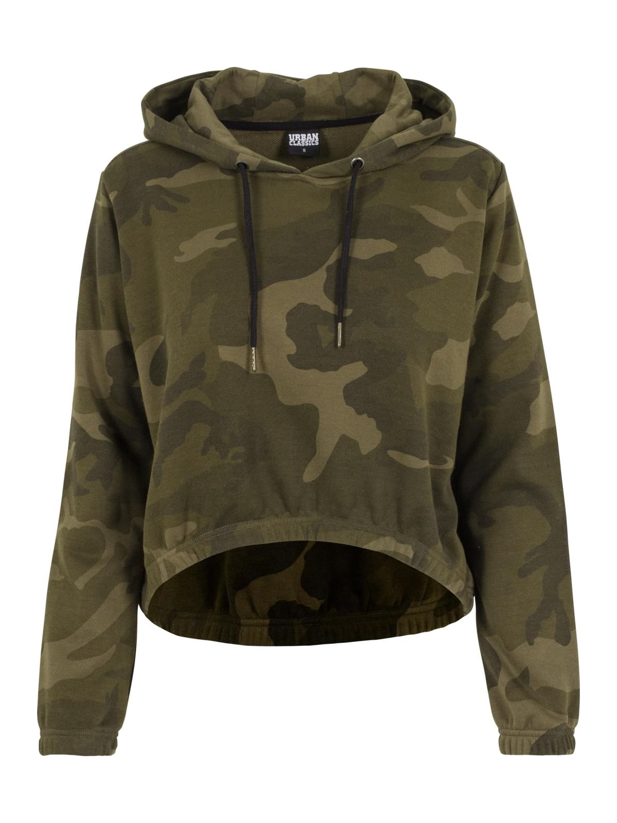 Cropped hoodie με σχέδιο καμουφλάζ και κουκούλα TB1636-00775 Urban Classics olive camo