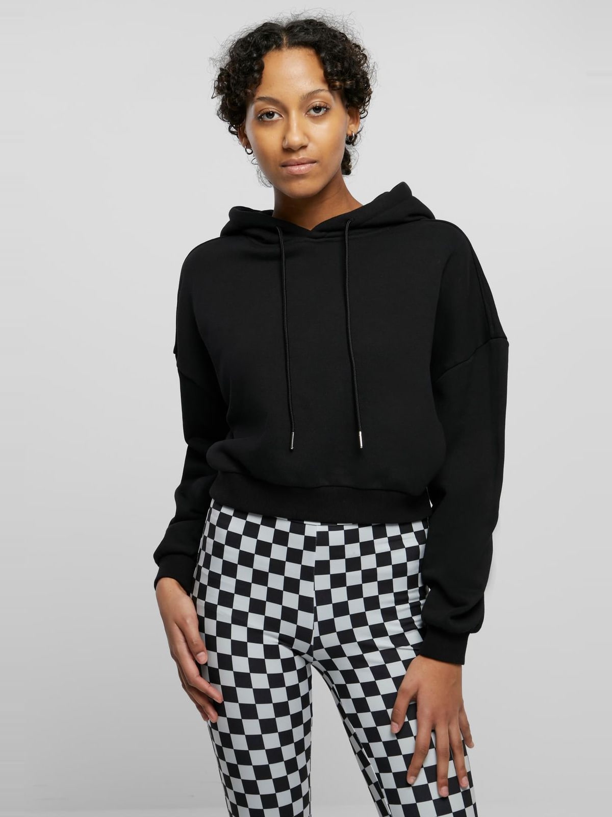 Γυναικείο cropped Heavy Hoody με μεγάλη κουκούλα TB6085-00007 Urban Classics black