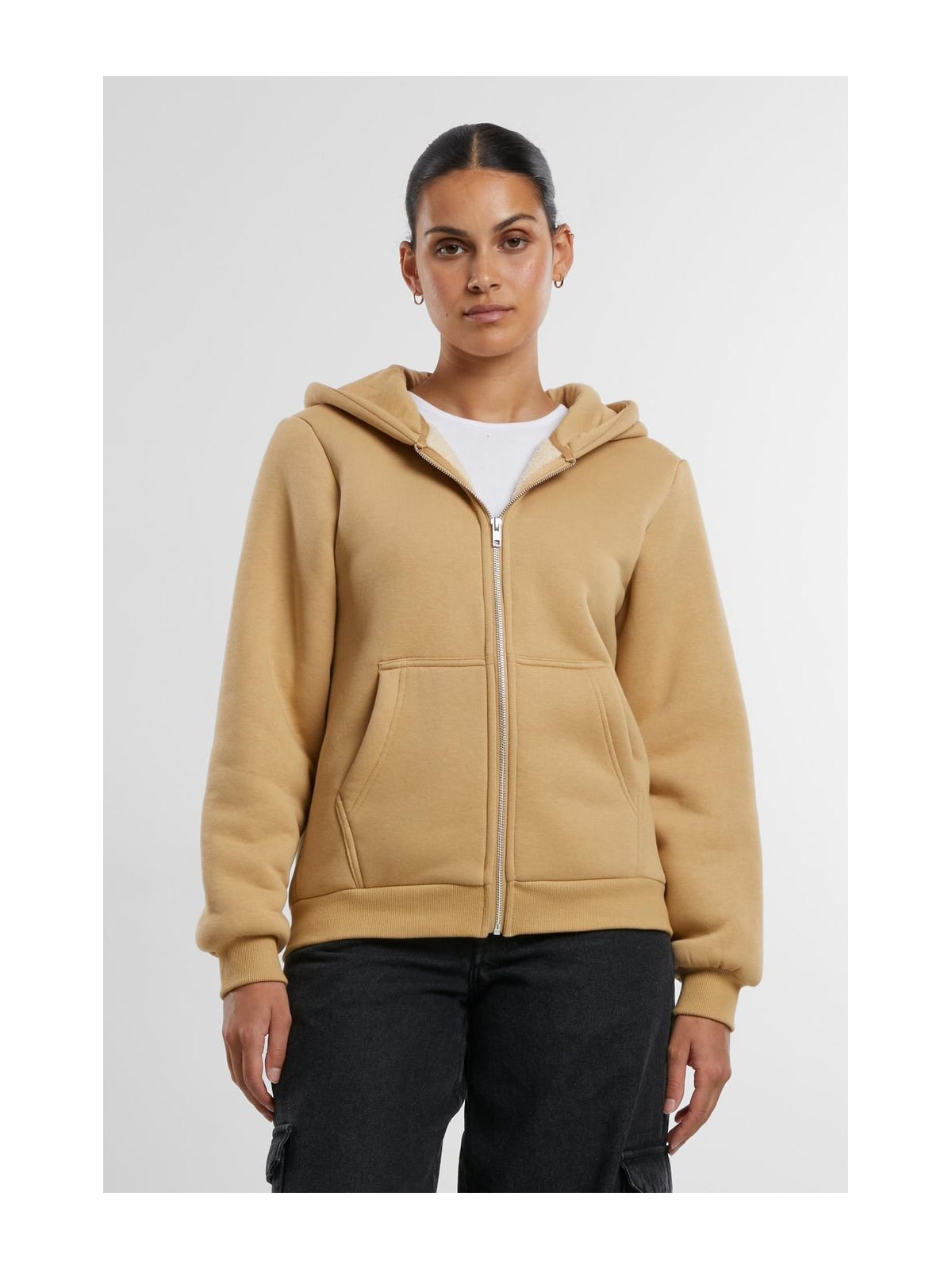 Ladies Bonded Sherpa Zip Hoody TB7166-03738 Urban Classics unionbeige