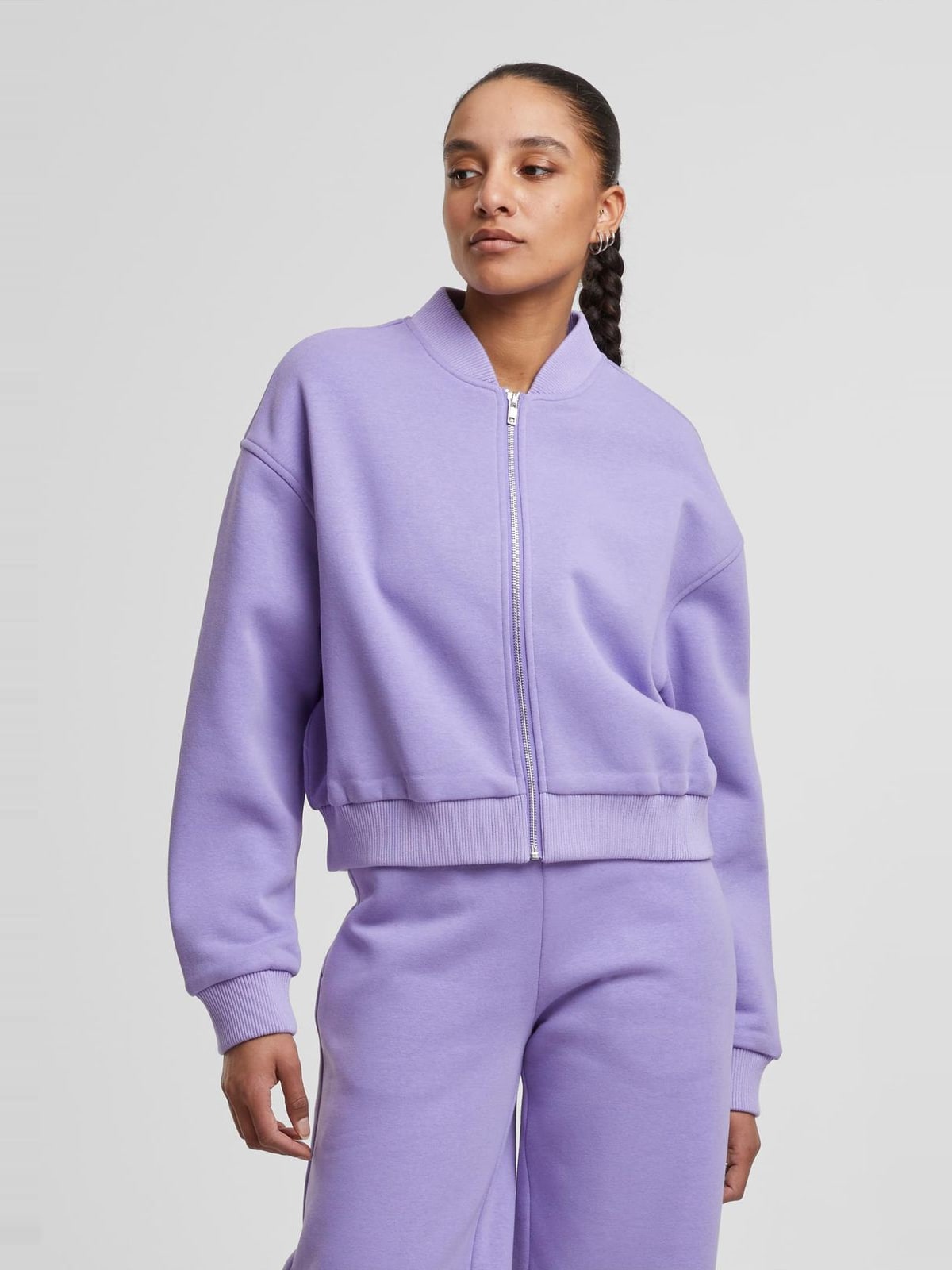 Ladies Short Sweat Zip Jacket TB7781-21346 Urban Classics electriclilac