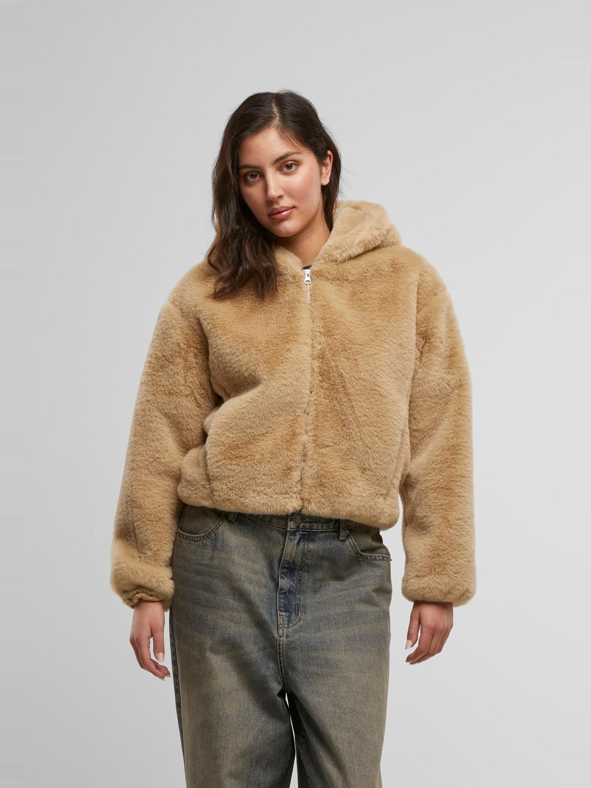Γυναικείο hoodie Ladies Full Zip Faux Fur με κουκούλα TB7934-04732 Urban Classics wetsand