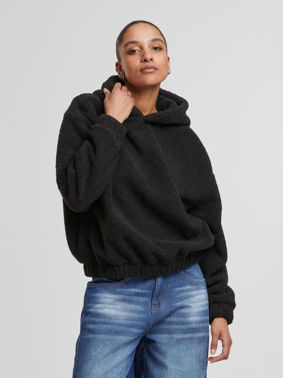 Oversized Bonded Sherpa Hoody χαλαρή εφαρμογή TB8100-00007 Urban Classics black