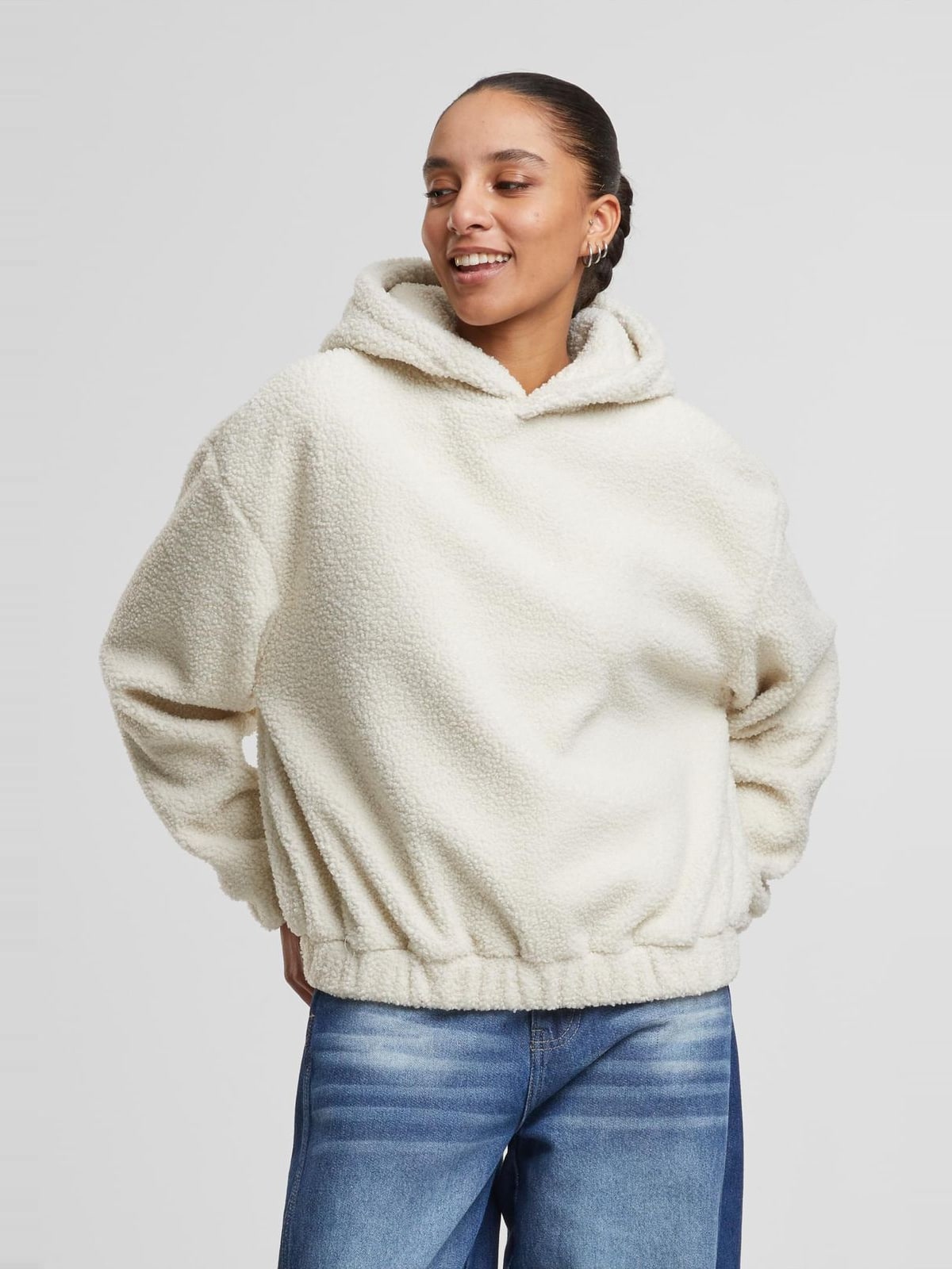 Oversized Bonded Sherpa Hoody χαλαρή εφαρμογή TB8100-02903 Urban Classics whitesand