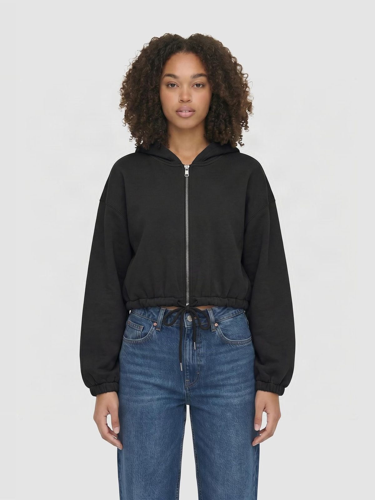 Γυναικείο cropped hoodie με φερμουάρ Fluffy Cropped Zip Hoodie TB8635-00007 Urban Classics black