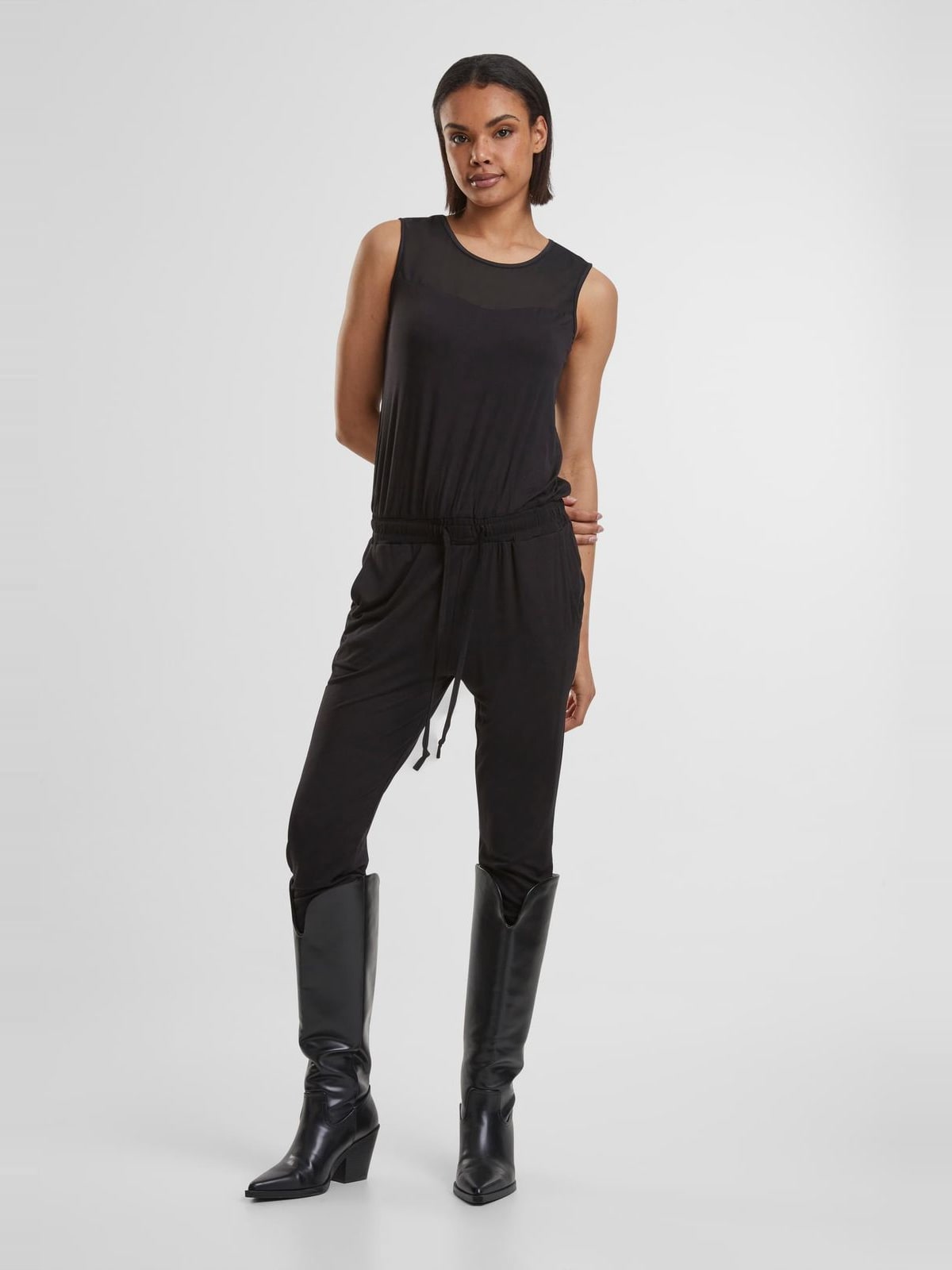 Γυναικείο jumpsuit Ladies Tech Mesh Long με αμάνικο σχέδιο TB1630-00007 Urban Classics black