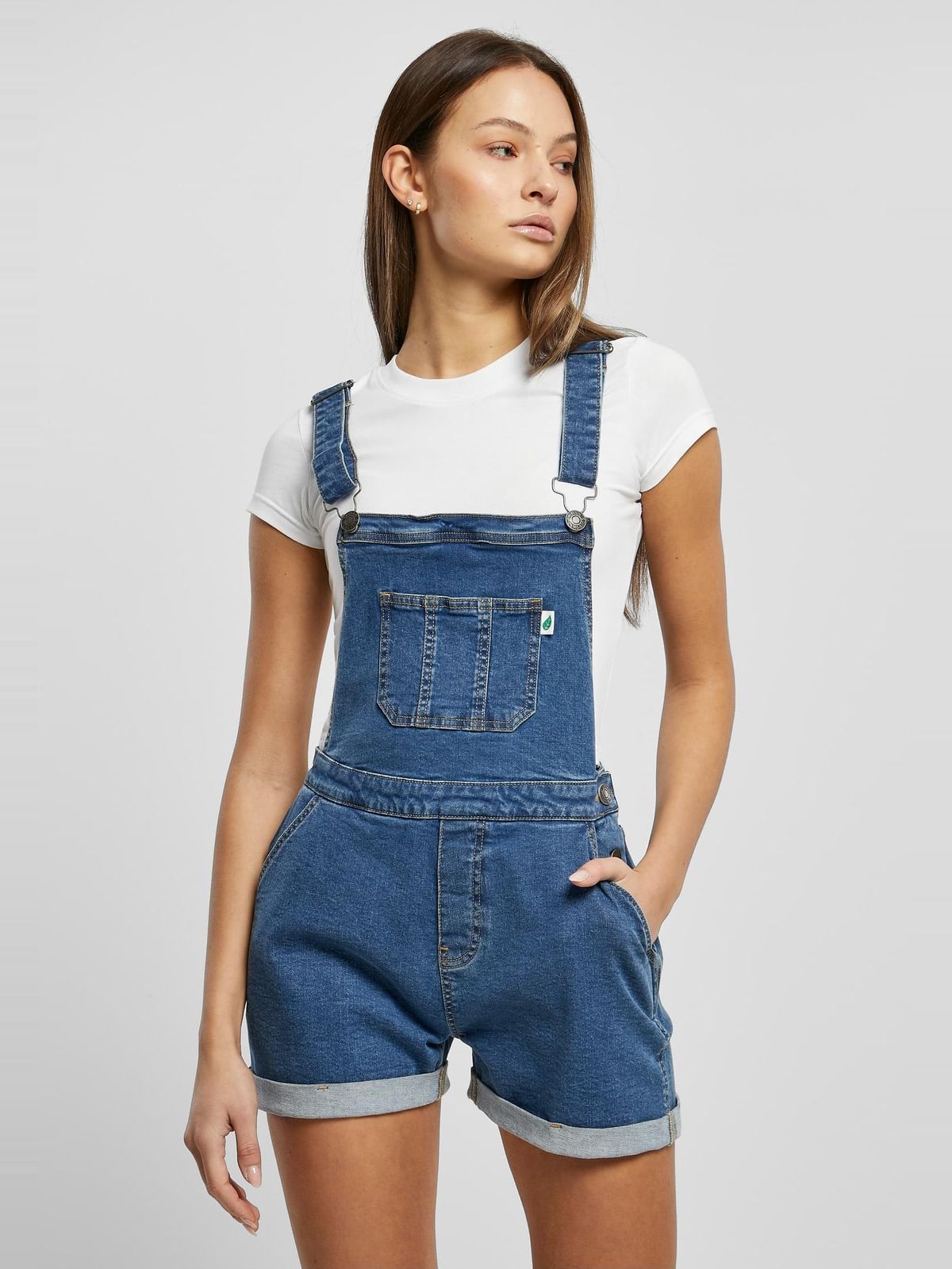Γυναικείο σορτς φόρεμα Ladies Essentials Short Dungaree με ρυθμιζόμενους ιμάντες TB5990-03673 Urban Classics clearblue washed
