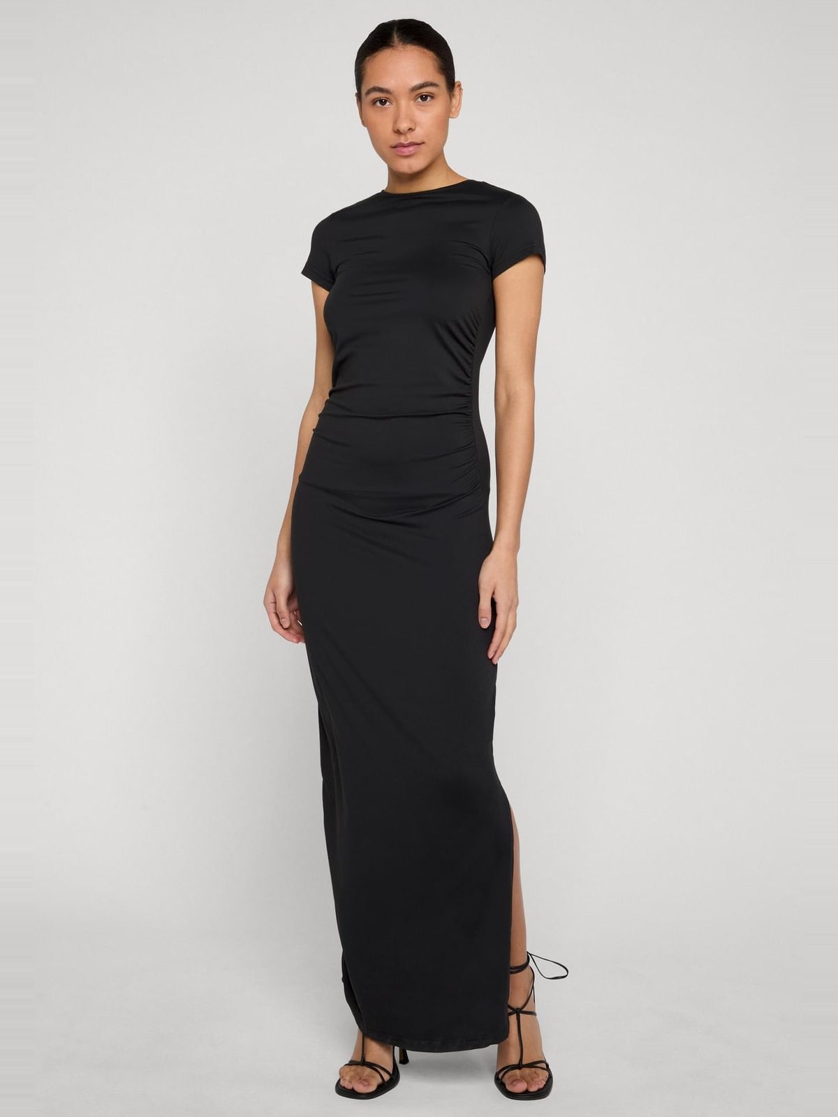 Μακρύ εφαρμοστό φόρεμα Ladies Long Stretch Jersey με ρέον ύφασμα TB8149-00007 Urban Classics black