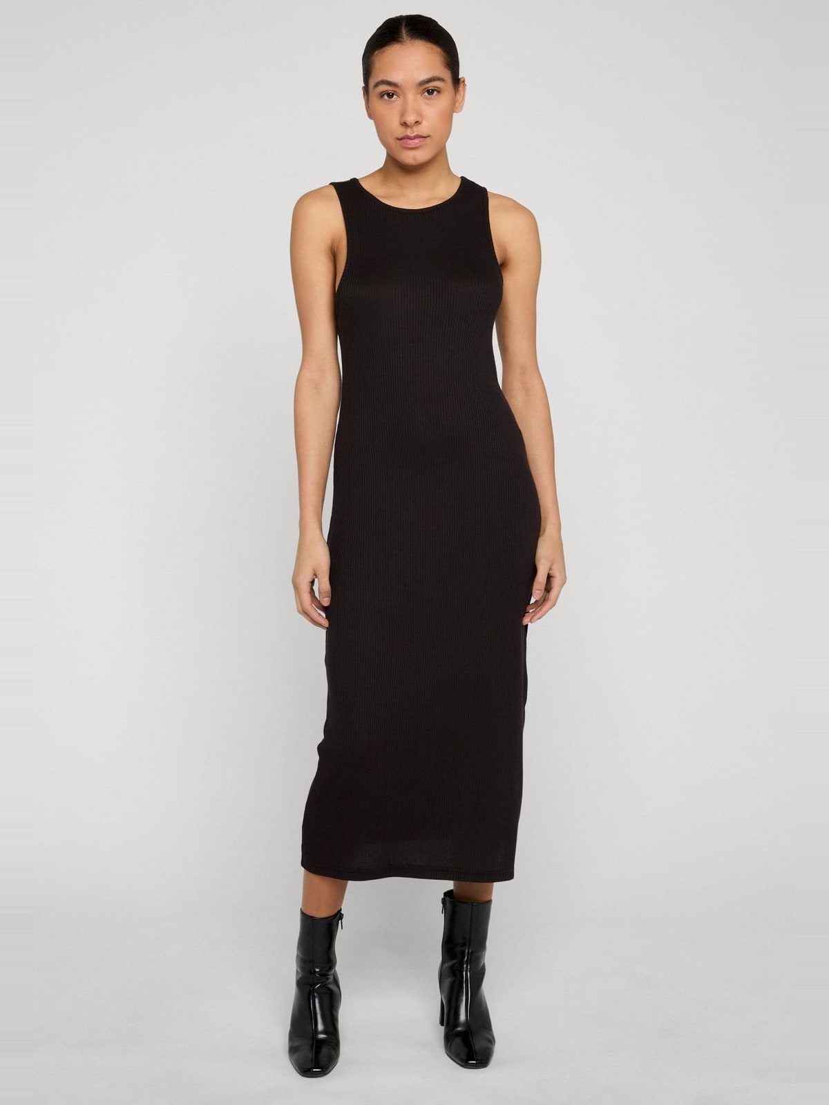 Μακρύ φόρεμα Ladies Long Racerback Rib με ριμπ ύφανση TB8276-00007 Urban Classics black