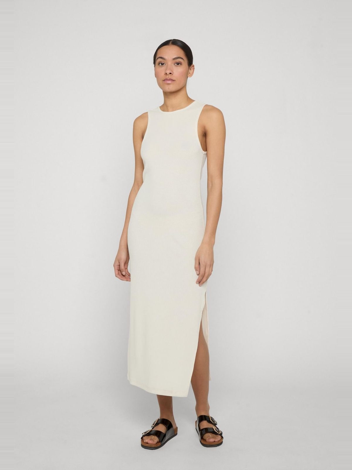 Μακρύ φόρεμα Ladies Long Racerback Rib με ριμπ ύφανση TB8276-02903 Urban Classics whitesand