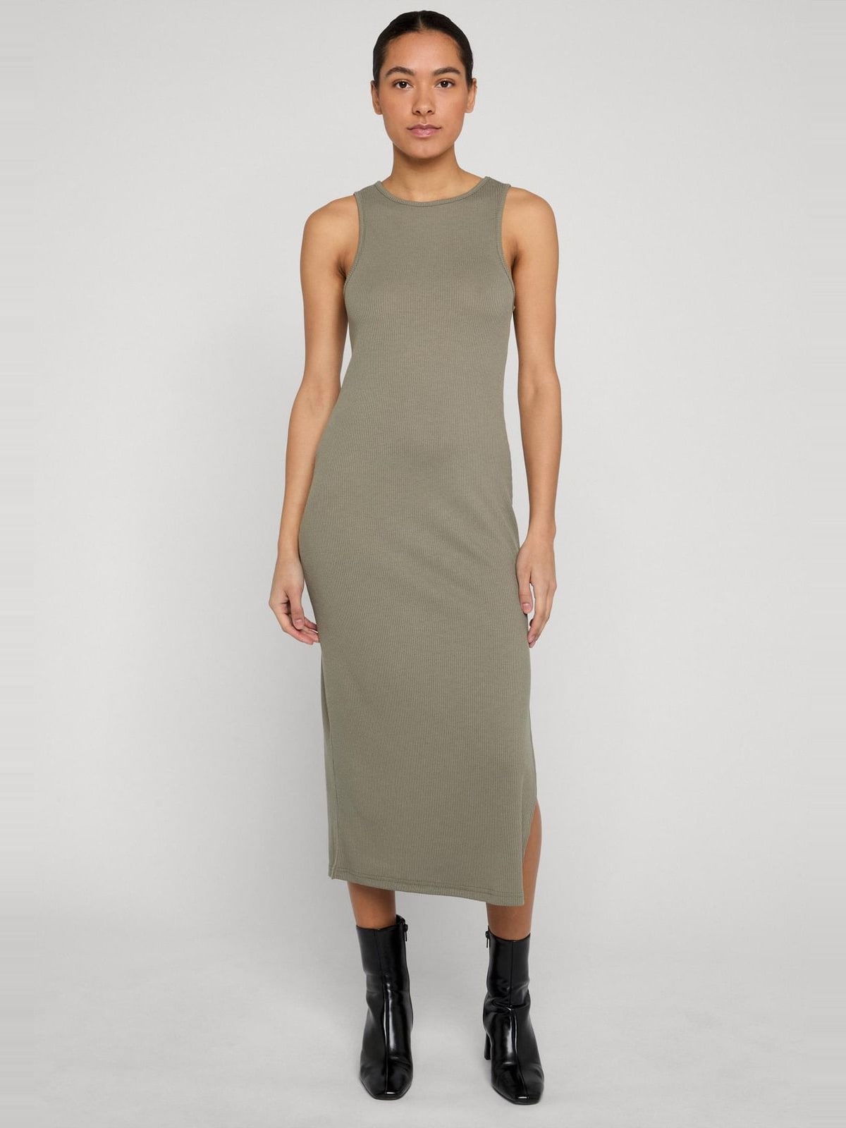 Μακρύ φόρεμα Ladies Long Racerback Rib με ριμπ ύφανση TB8276-18328 Urban Classics paleolive