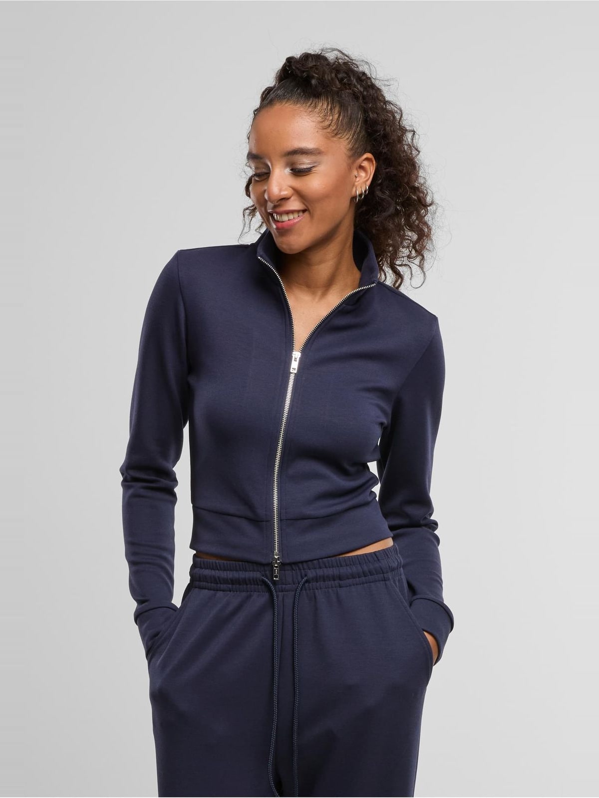 Αθλητικό μπουφάν Ladies Slim Fit Scuba Track Jacket με στενή εφαρμογή TB8135-00155 Urban Classics navy