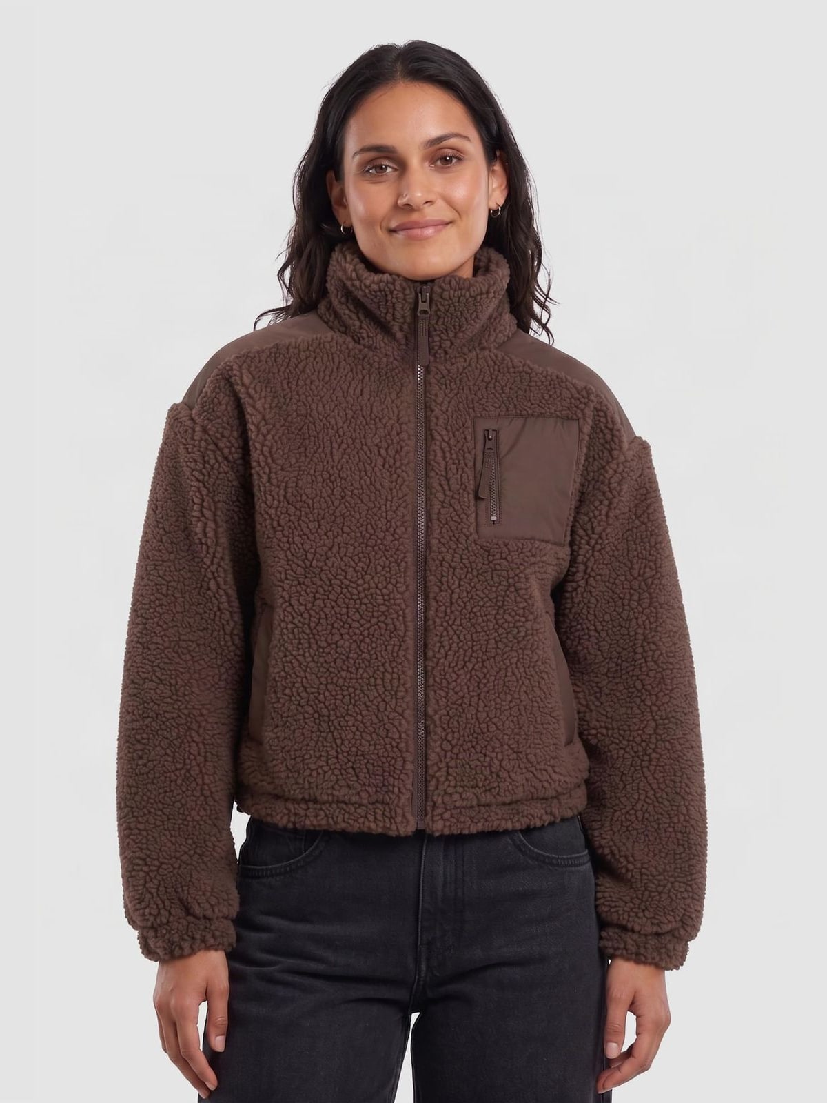 Γυναικείο μπουφάν Sherpa Mix με ζεστό fleece TB6068-00075 Urban Classics brown