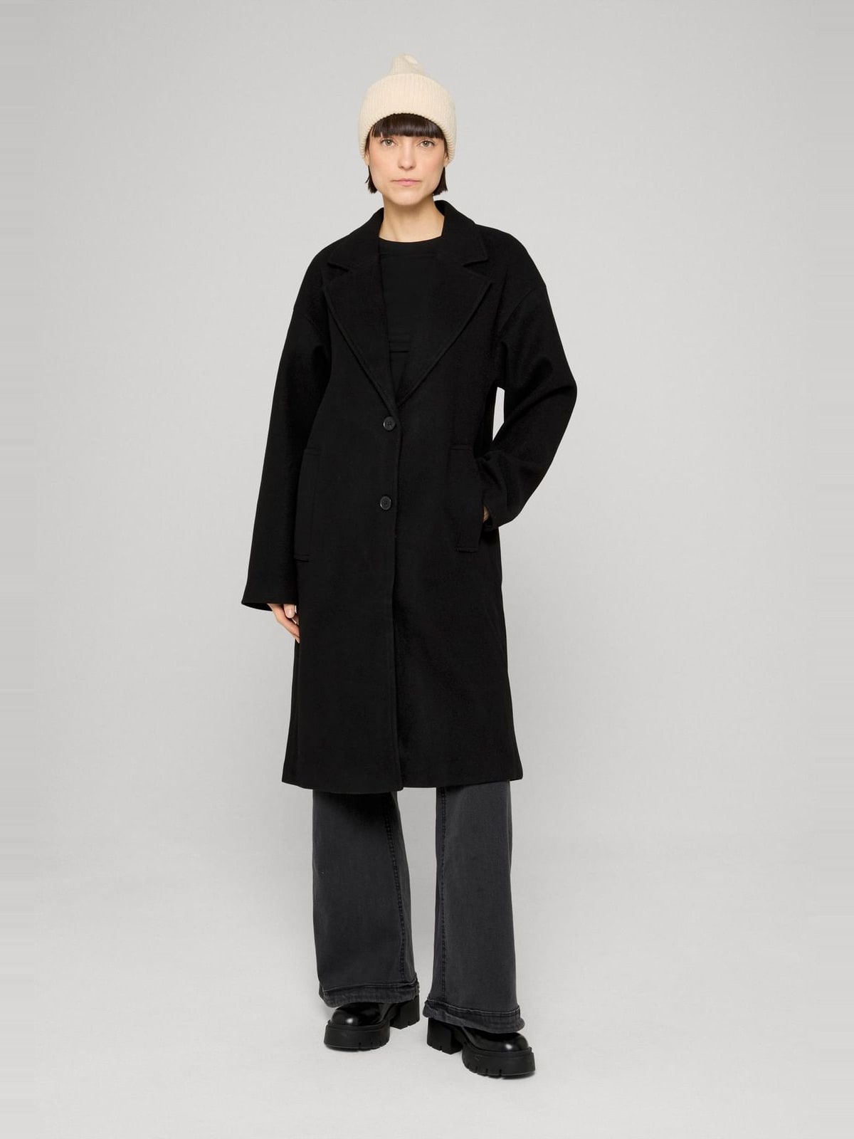 Μακρύ παλτό Ladies Oversized Long Coat με κουμπιά μπροστά TB6073-00007 Urban Classics black