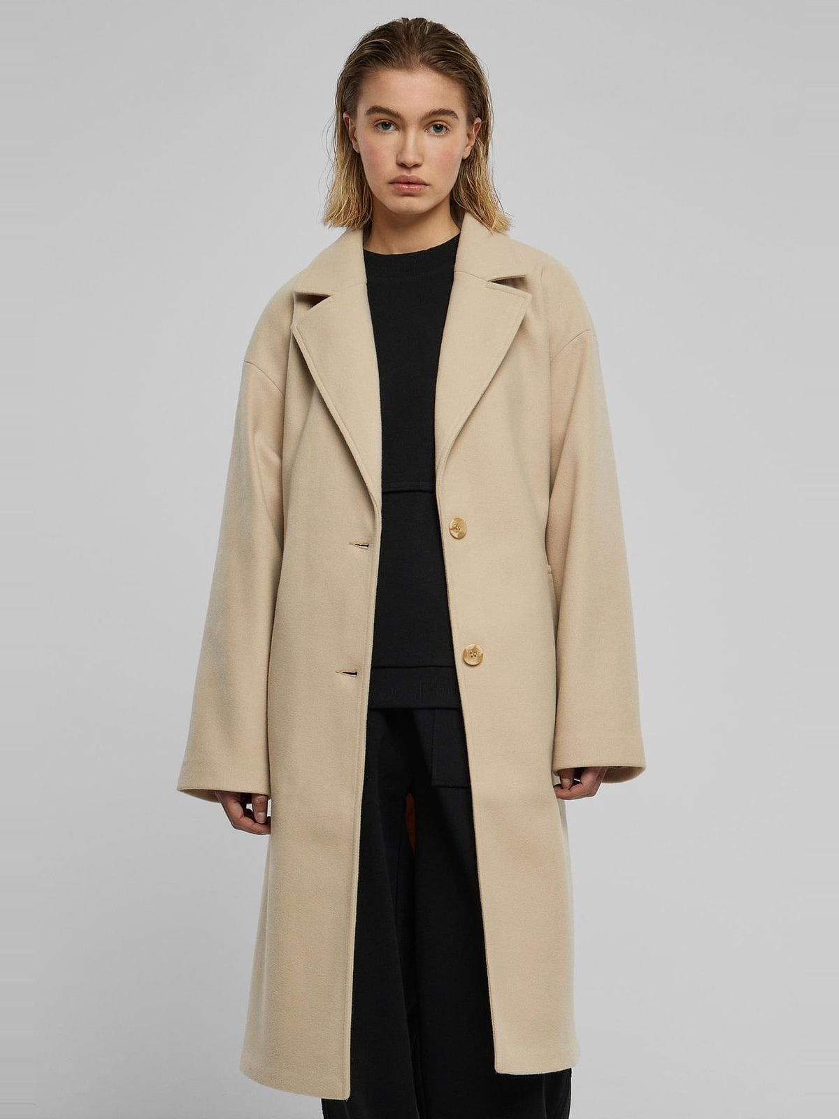 Μακρύ παλτό Ladies Oversized Long Coat με κουμπιά μπροστά TB6073-04732 Urban Classics wetsand