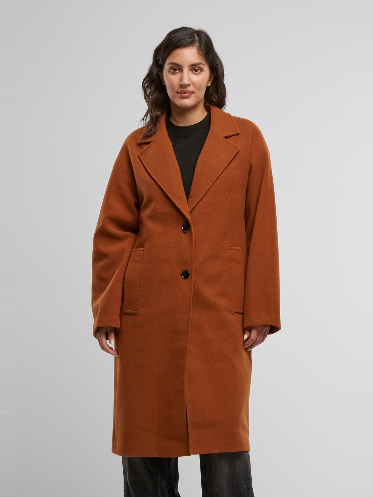 Μακρύ παλτό Ladies Oversized Long Coat με κουμπιά μπροστά TB6073-21218 Urban Classics foxbrown