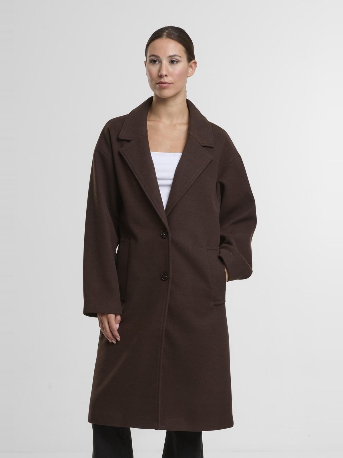 Μακρύ παλτό Ladies Oversized Long Coat με κουμπιά μπροστά TB6073-21219 Urban Classics warmbrown