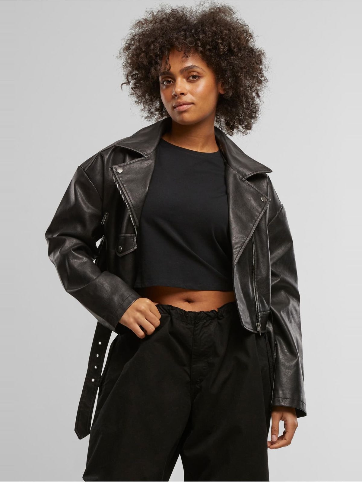 Γυναικείο μπουφάν Vintage Leather Jacket με cropped μήκος TB7185-00007 Urban Classics black