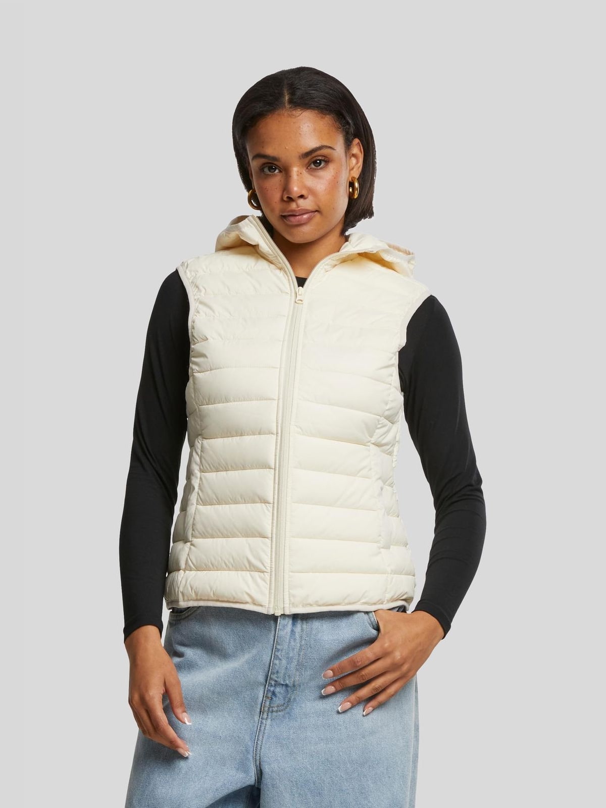 Ελαφρύ γιλέκο Ladies Ultra Light Puffer Vest με κουκούλα TB8710-02903 Urban Classics whitesand