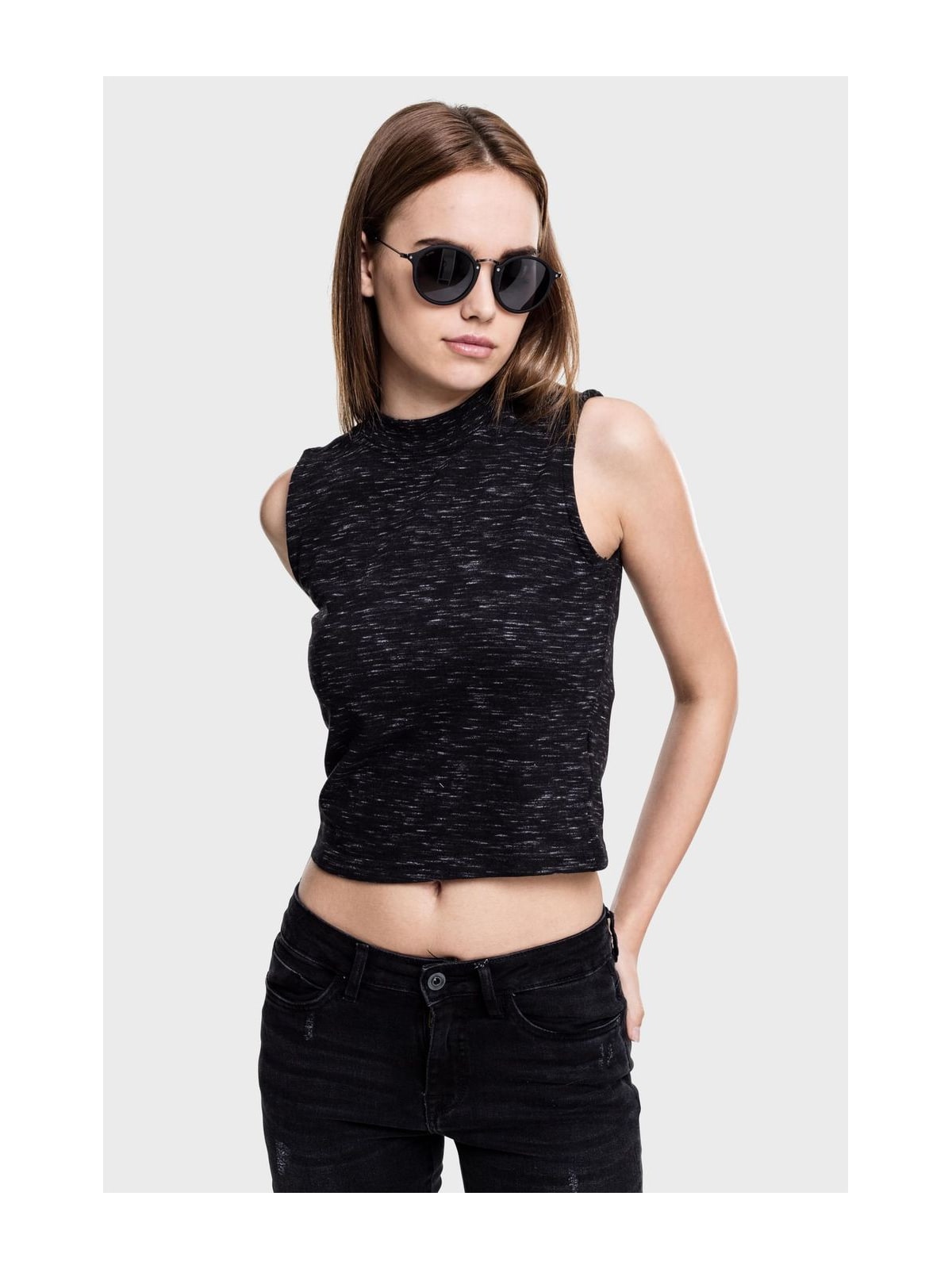 Γυναικεία μπλούζα Ladies Space Dye Top με ψηλό γιακά TB1520-00050 Urban Classics blk/wht