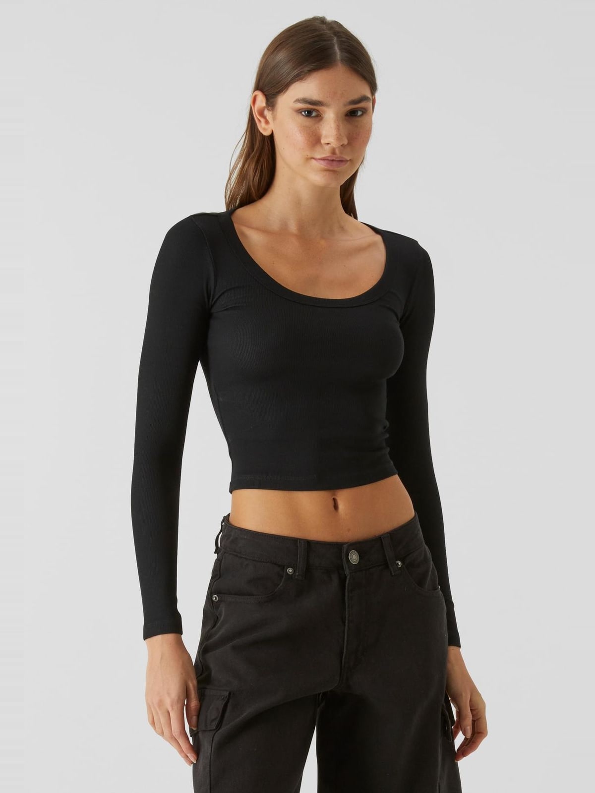 Γυναικεία μπλούζα Rib Jersey Wide Neck Longsleeve ελαστική υφή TB7147-00007 Urban Classics black